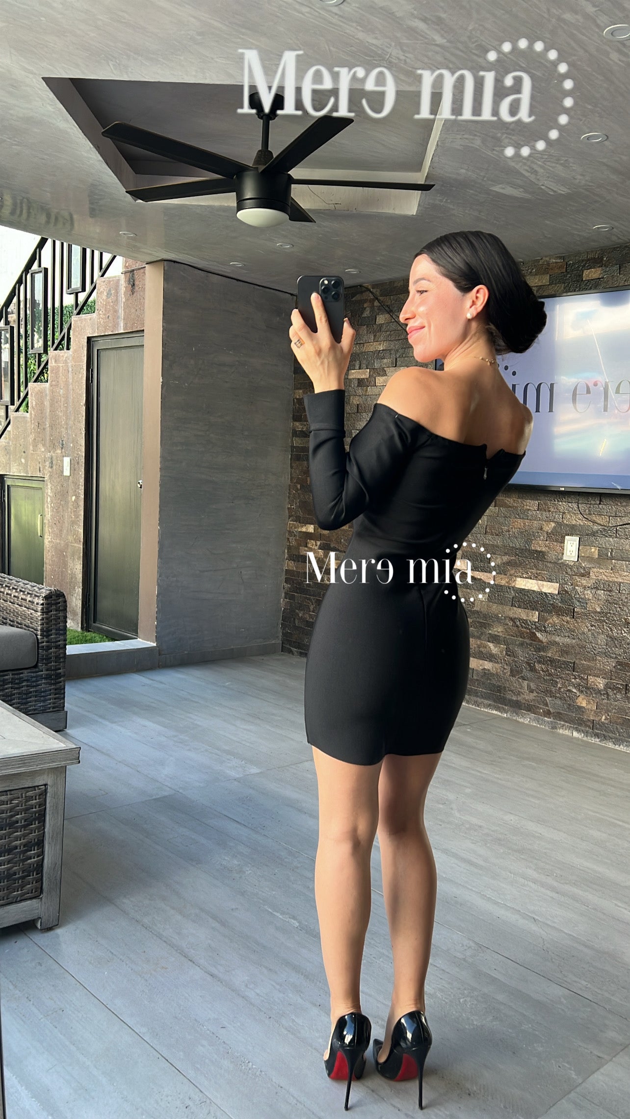 Vestido negro hombros lent cop