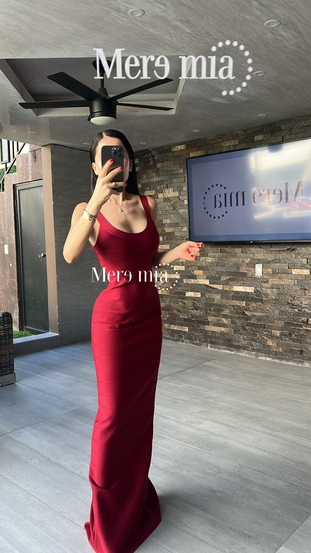 Vestido escote U rayado