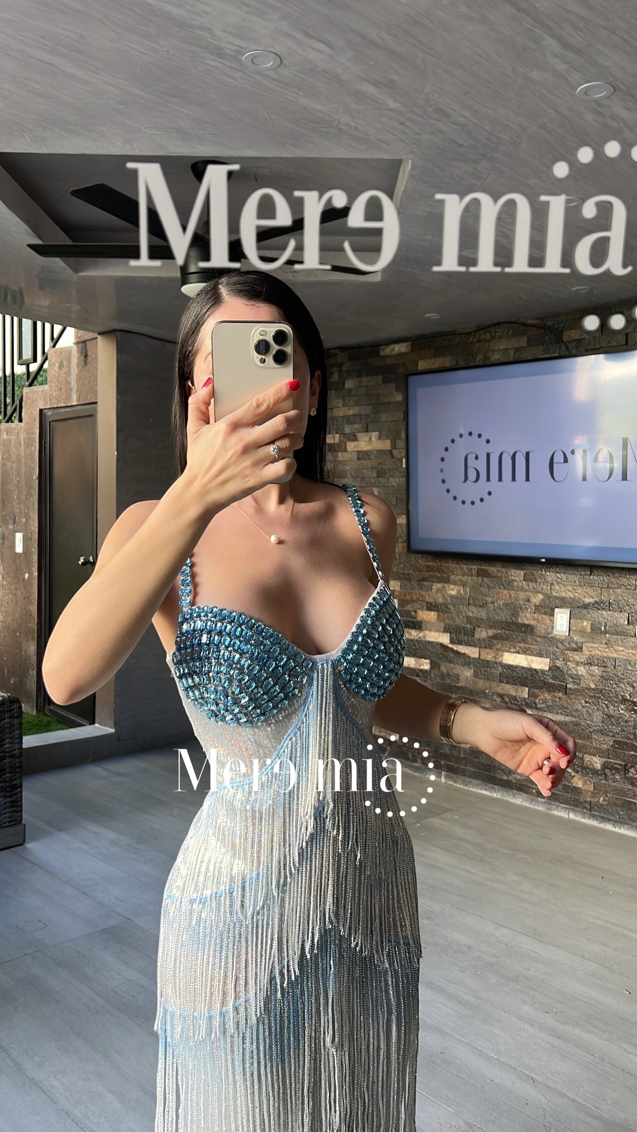 Vestido azul barbas apl