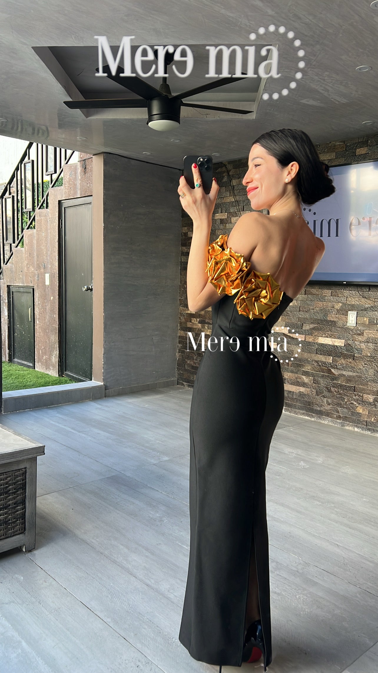 Vestido negro flores dor