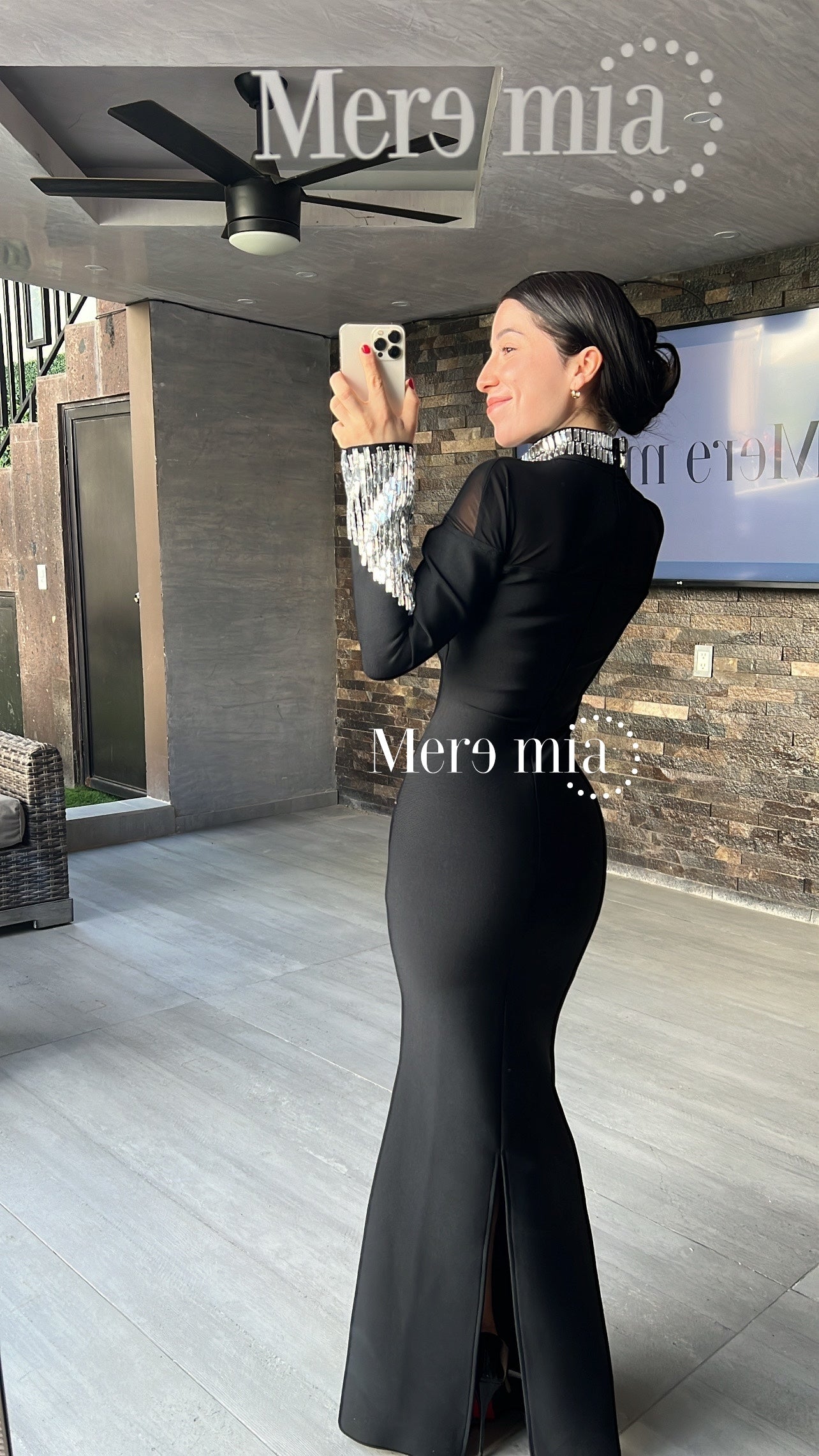 Vestido negro perlas ml