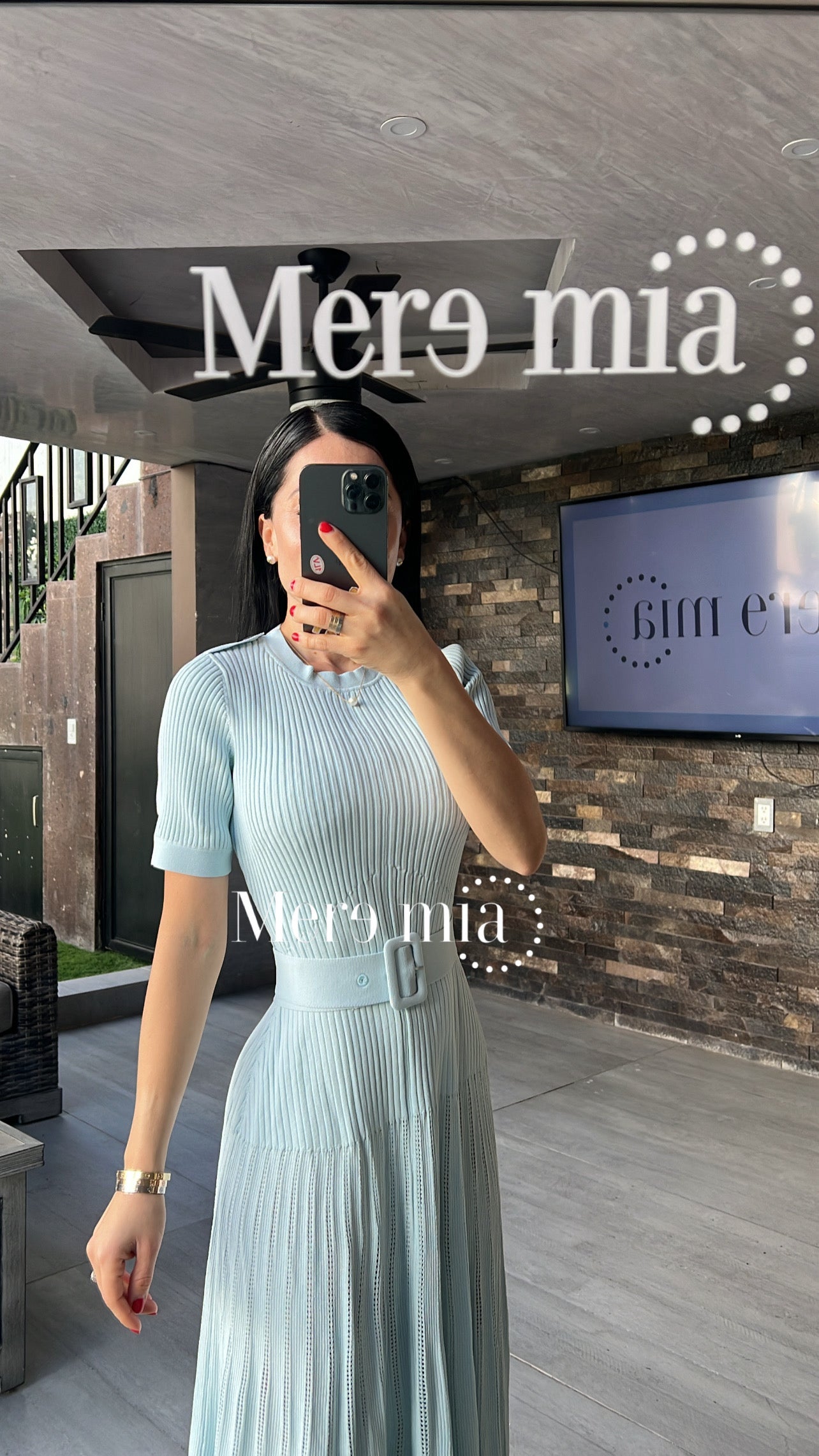 Vestido azul rayado cint