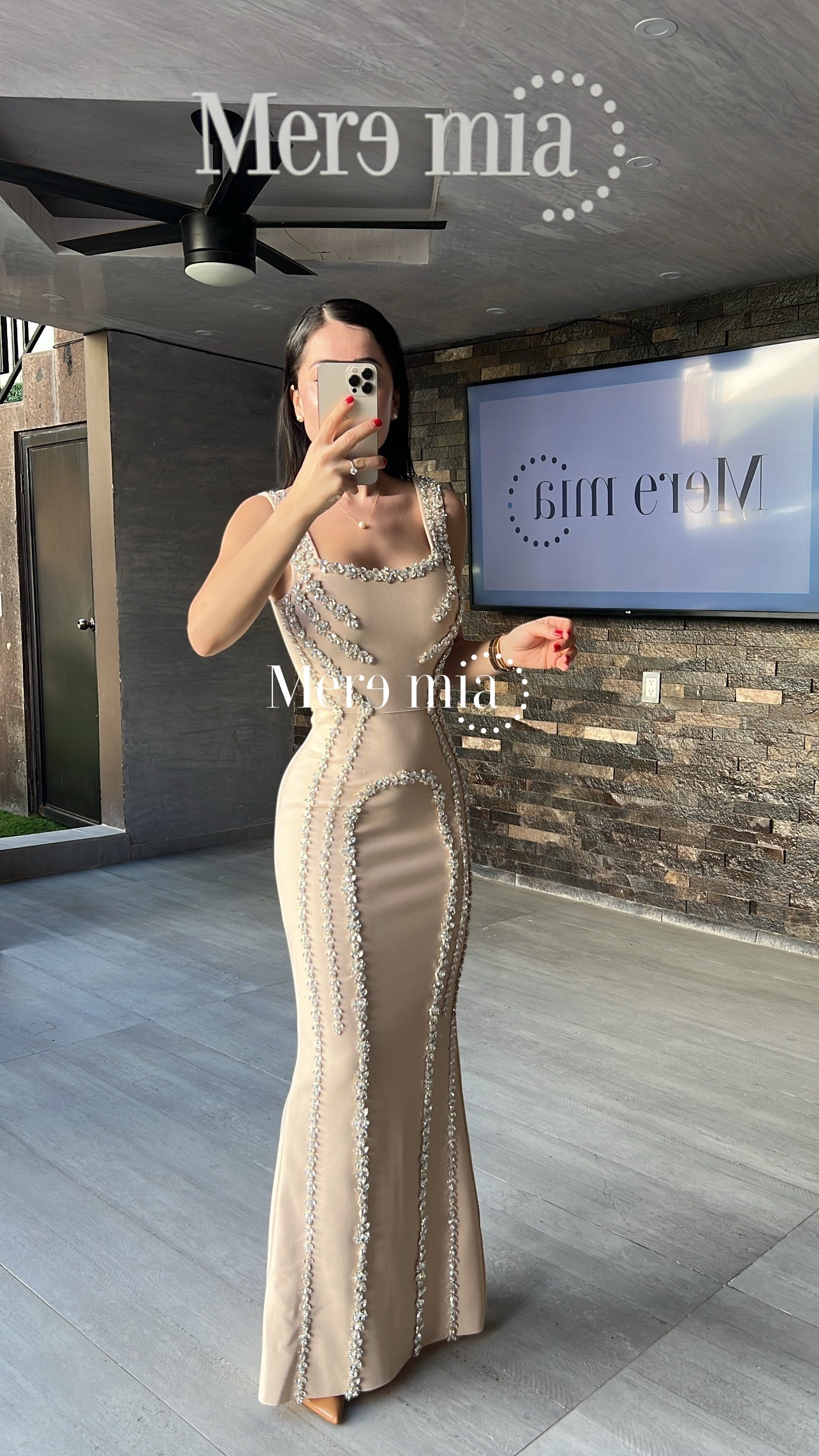 Vestido beige apl plata