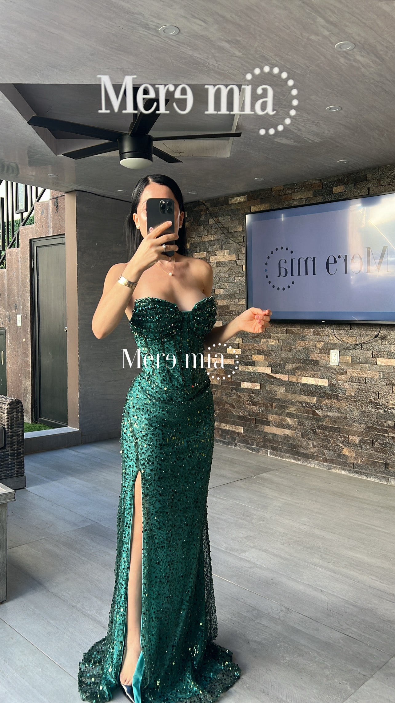 Vestido verde esmeralda lentejuelas