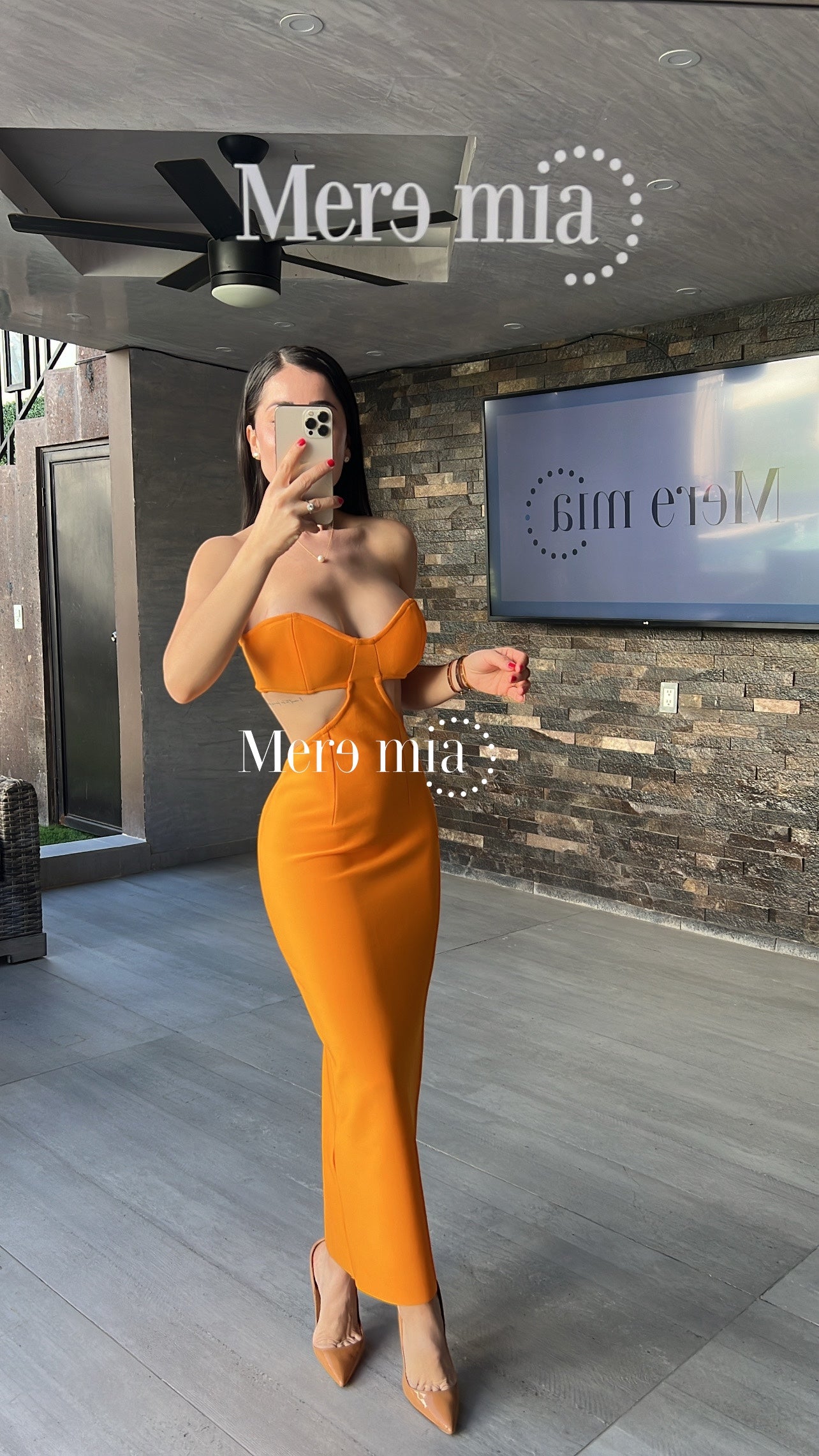 Vestido naranja strapples