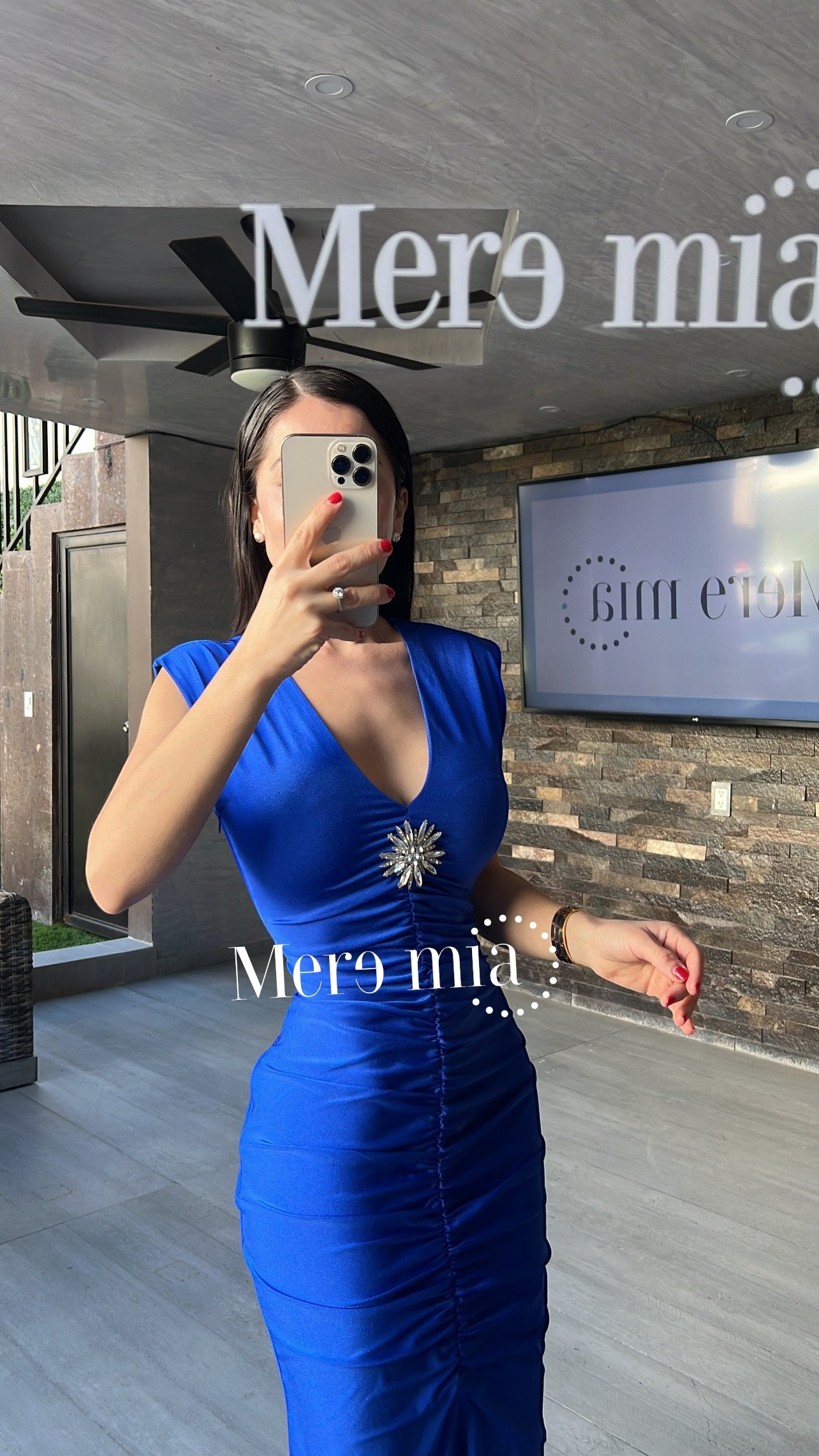 Vestido azul plisado apl