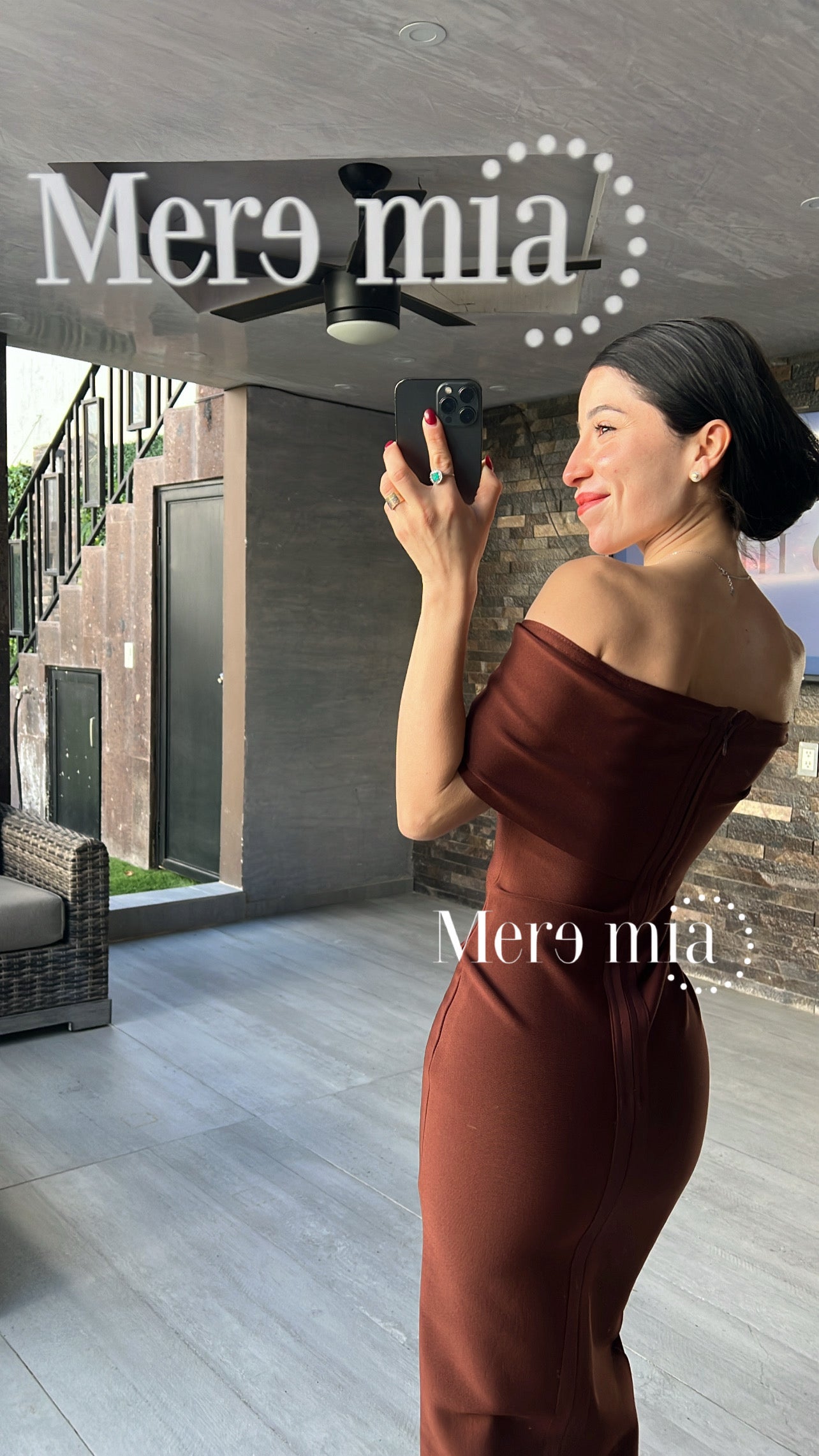 Vestido hombros olan liso