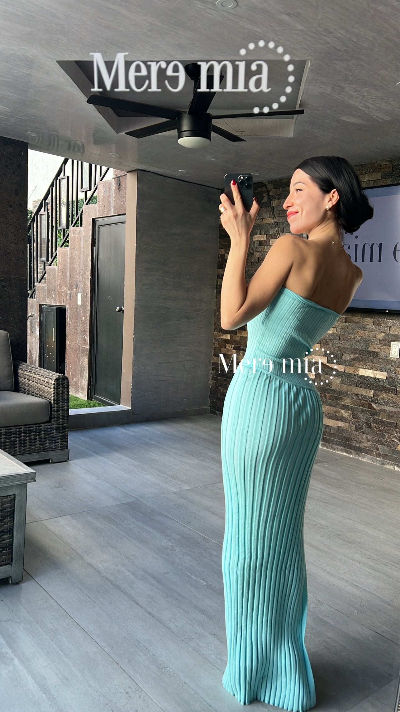 Vestido Aqua liso rayas