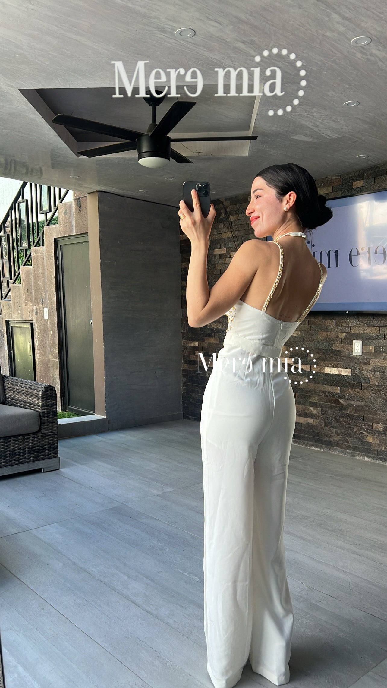 Jumpsuit blanco dorado