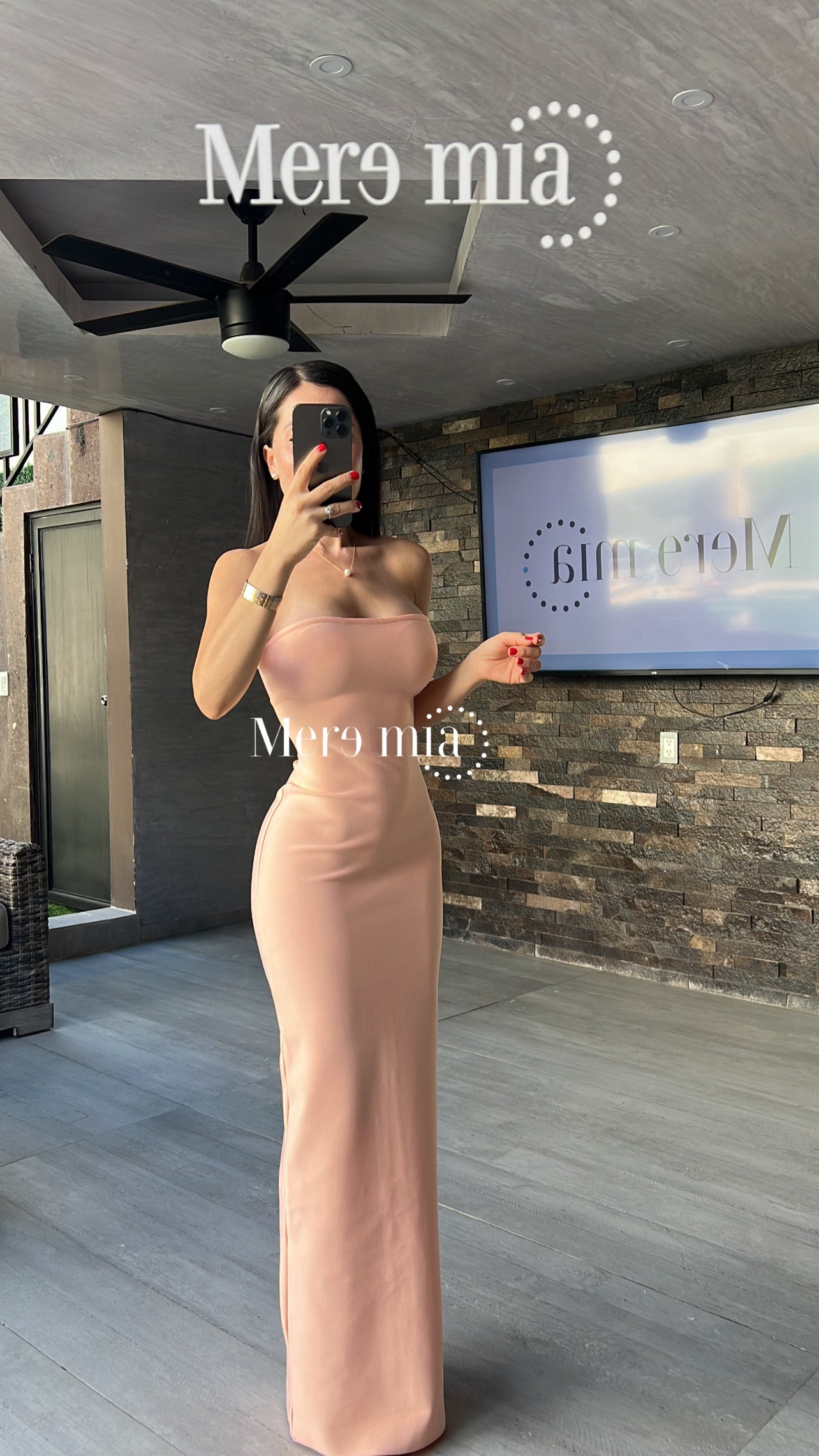 Vestido melon strapp liso