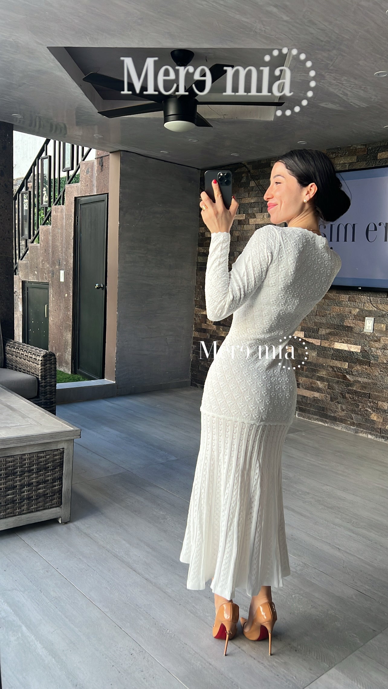 Vestido blanco rayado botones