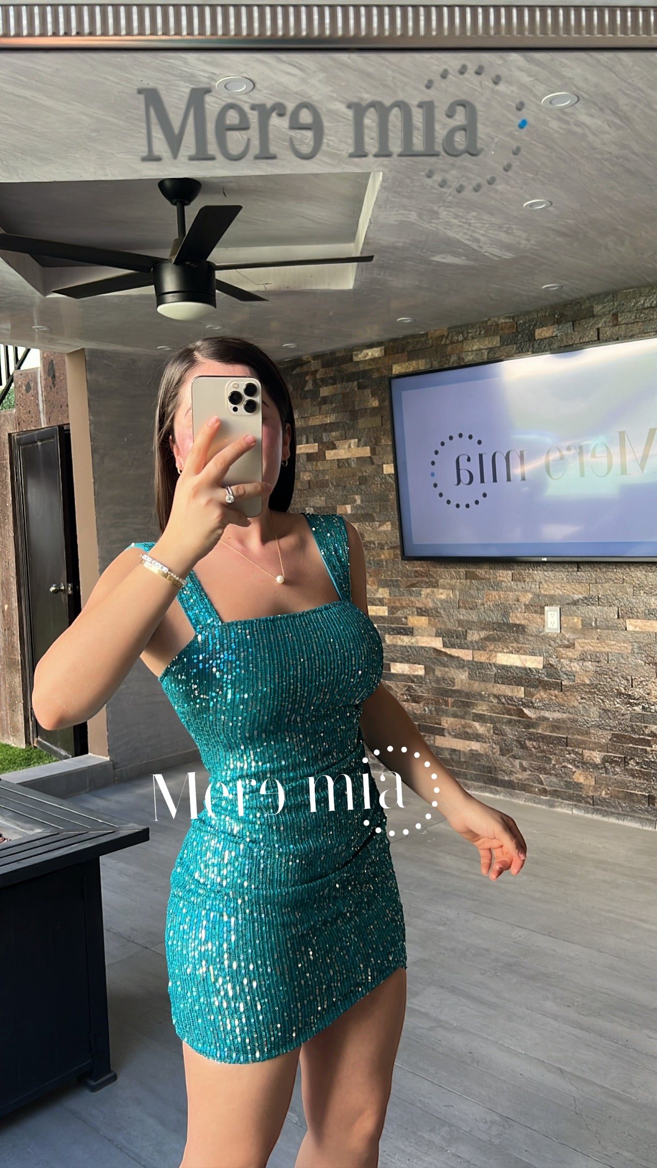 Vestido lentejuela azul esmeralda