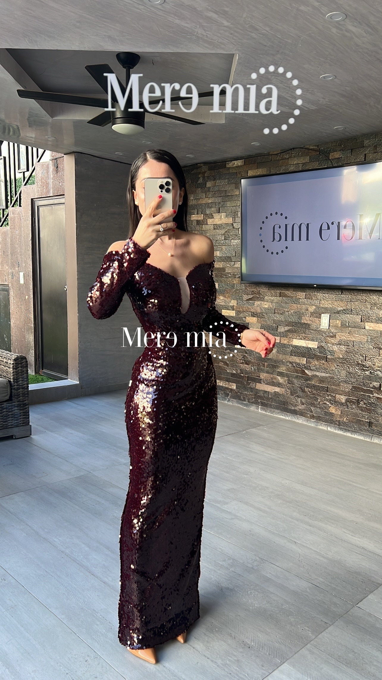 Vestido lentejuelas escote U