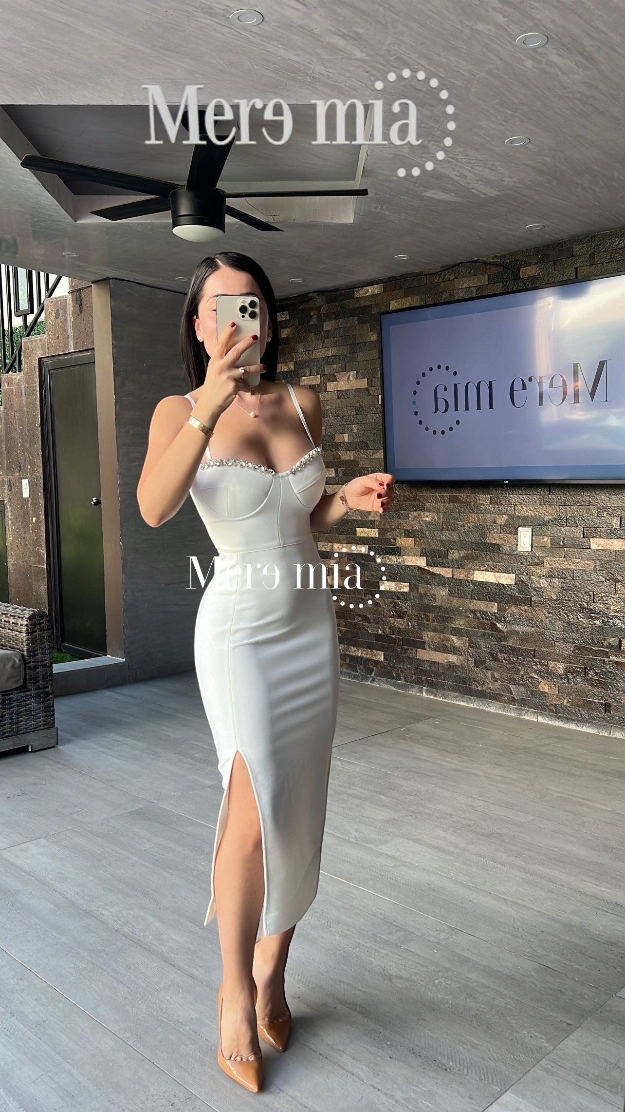Vestido blanco brillos copa