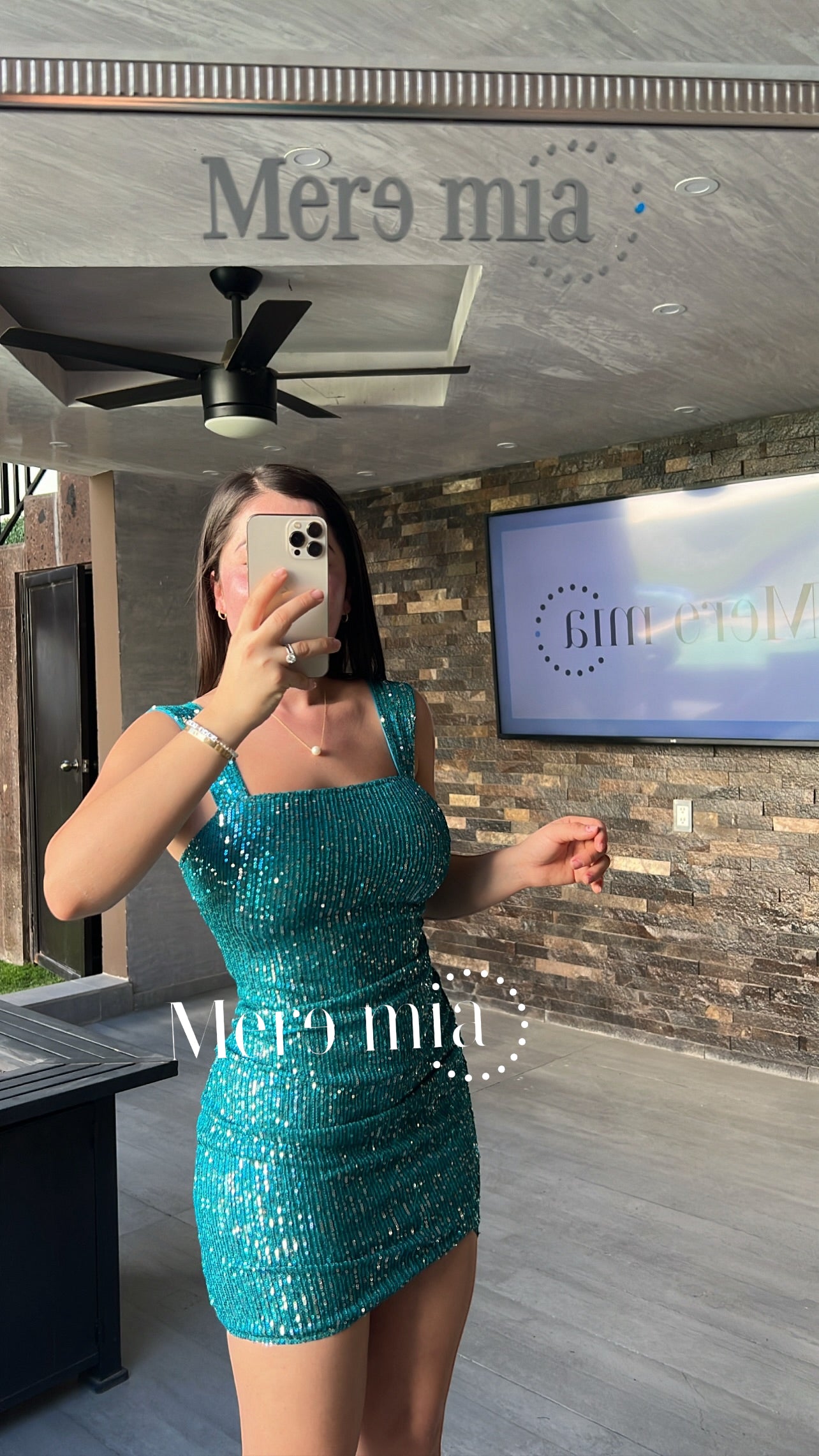 Vestido lentejuela azul esmeralda