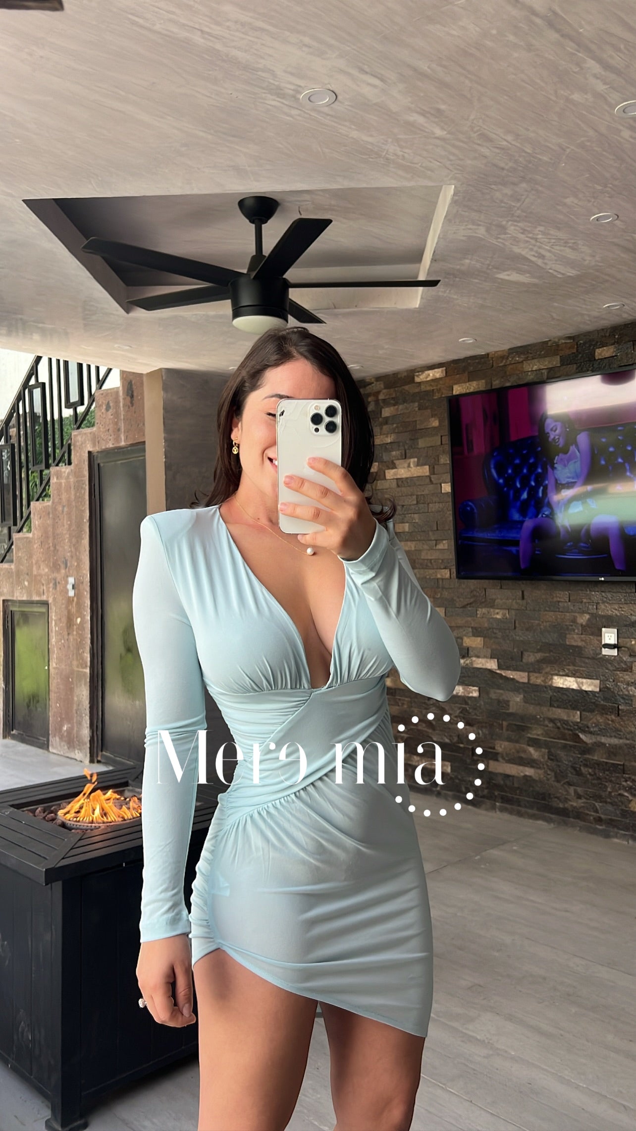 Vestido azul manga larga