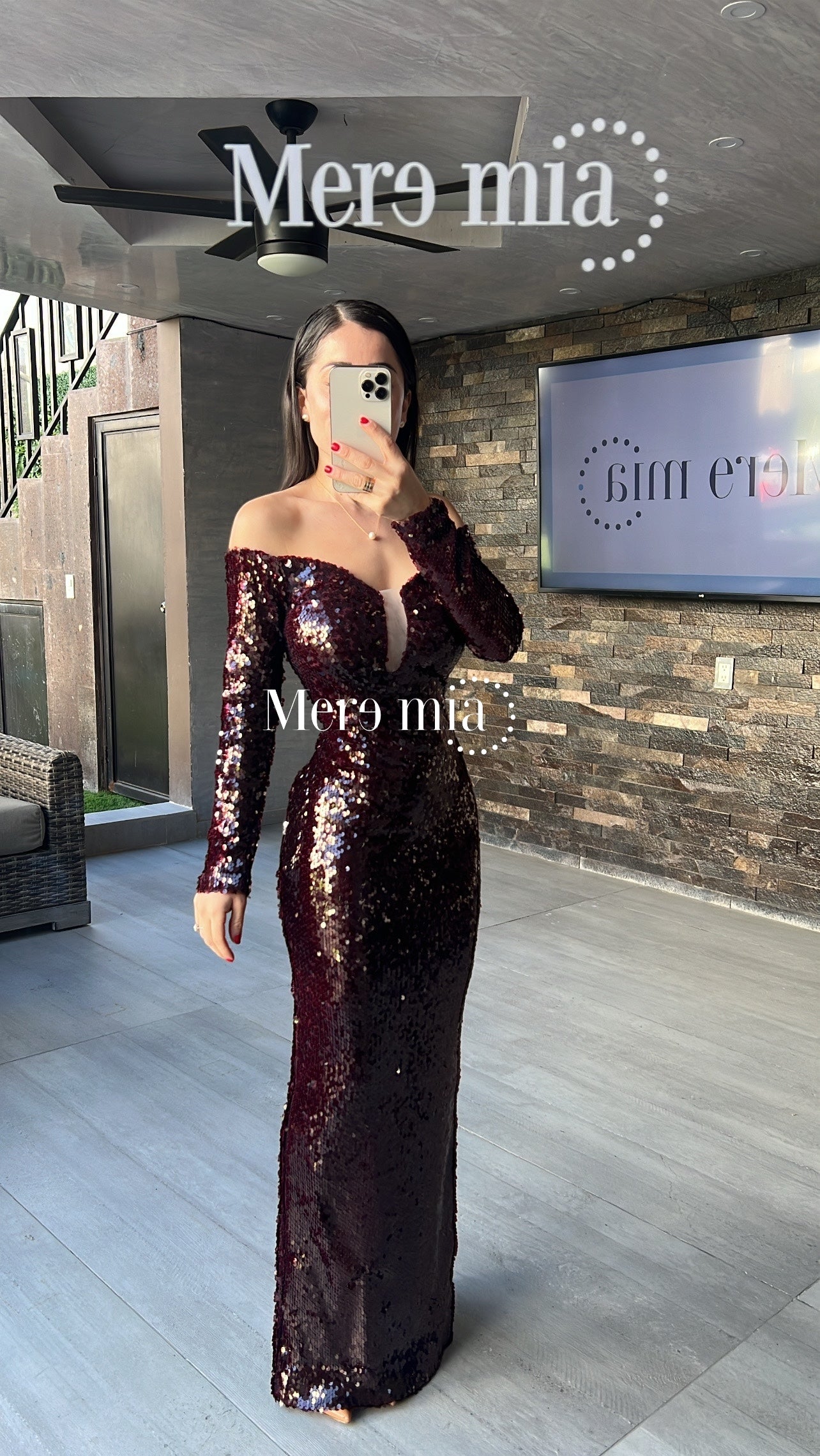 Vestido lentejuelas escote U