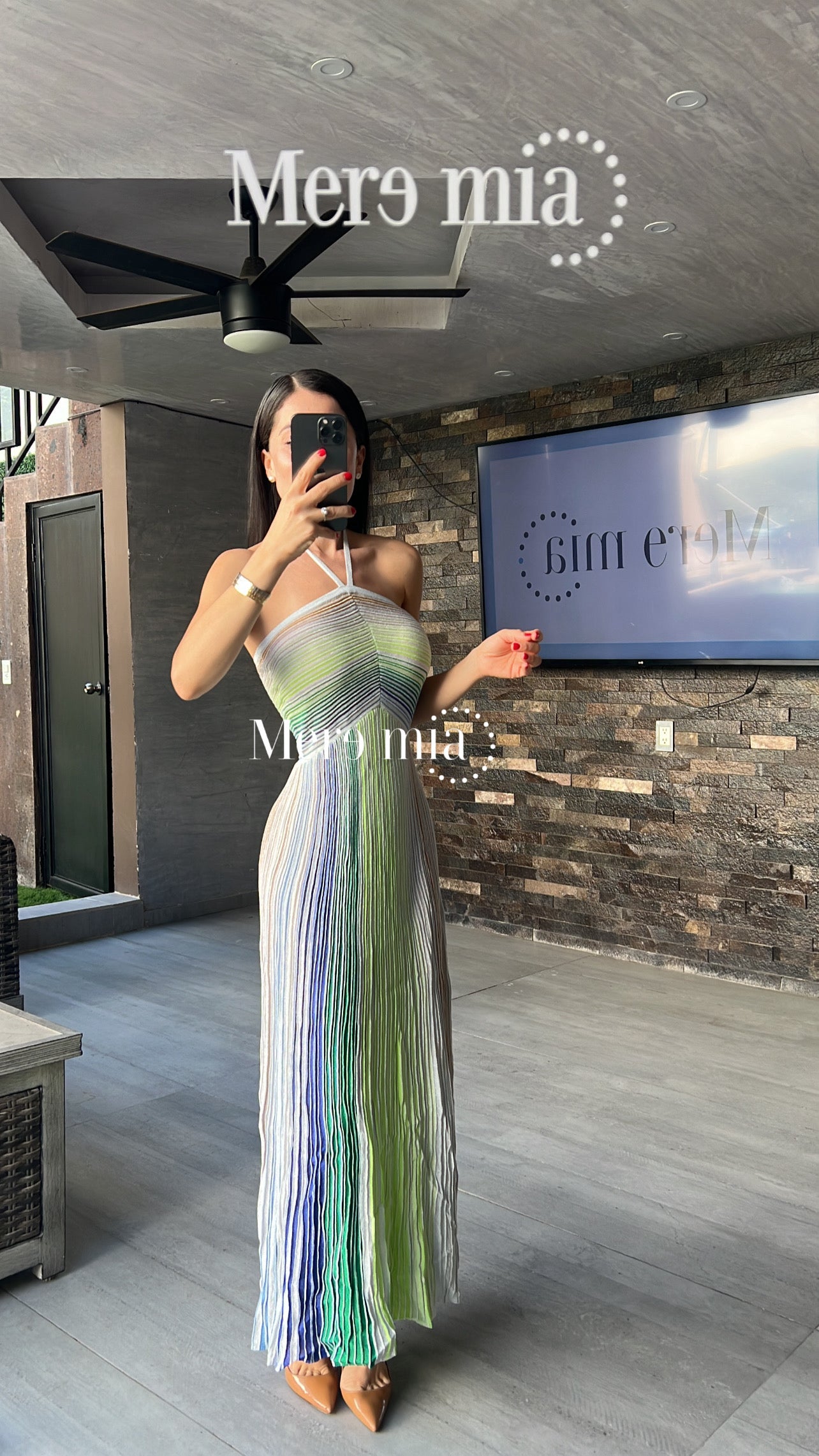 Vestido colores verde rayado