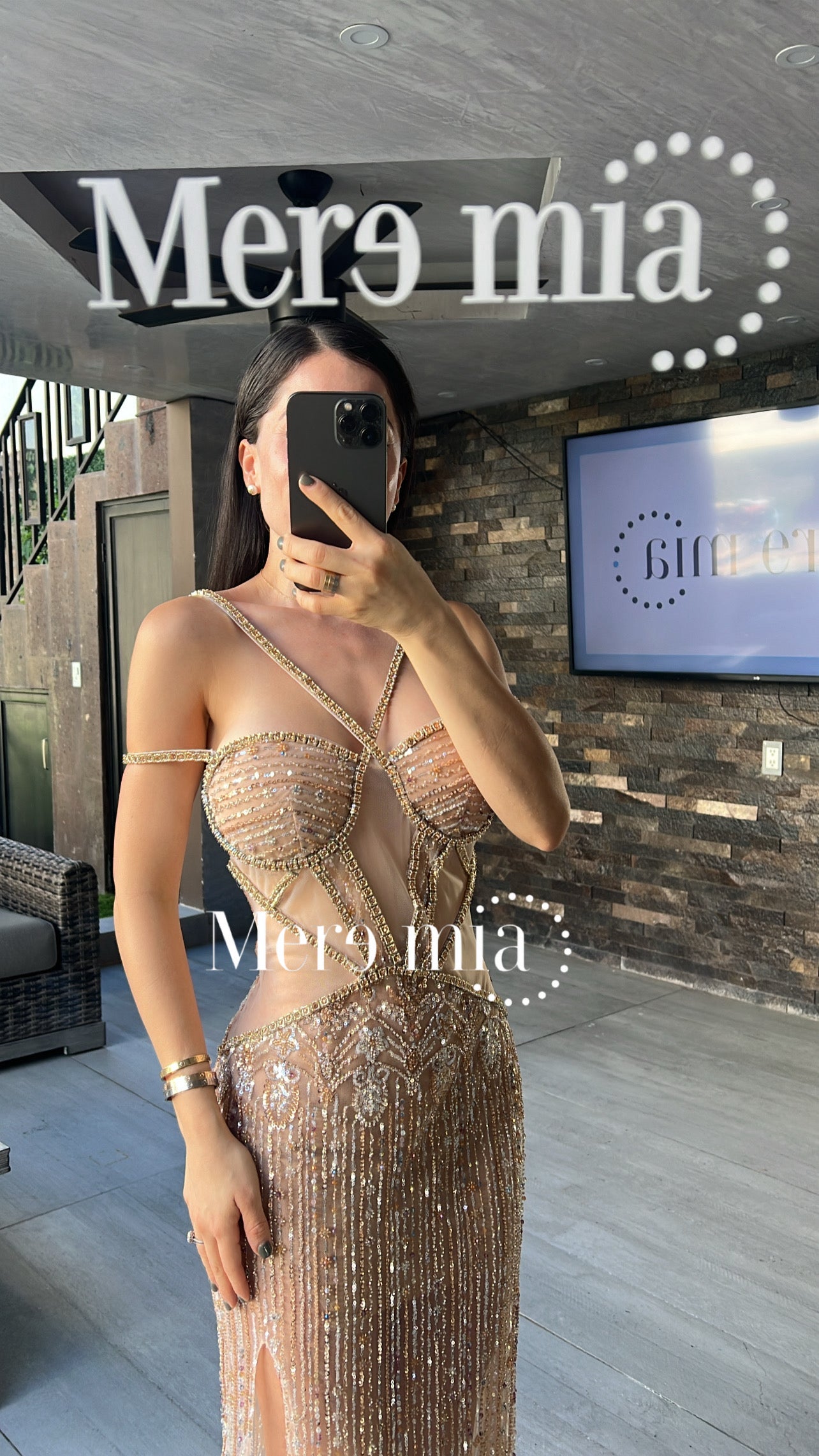 Vestido nude tiras apl