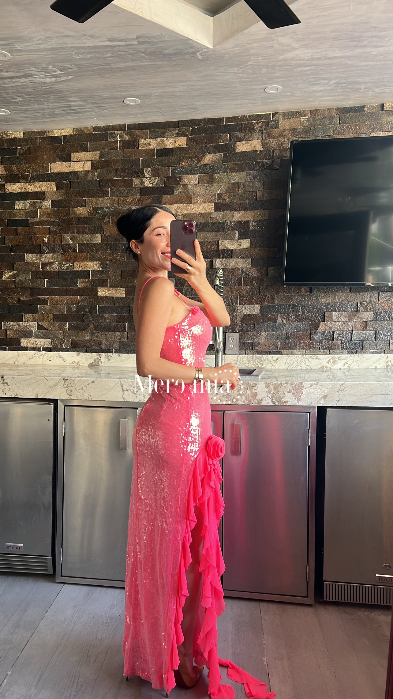 Vestido rosa lent esc aberturas
