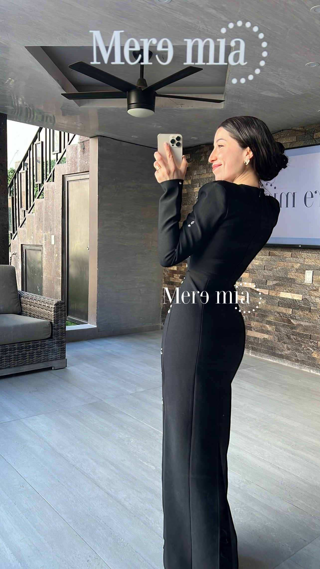 Vestido negro gotas plata