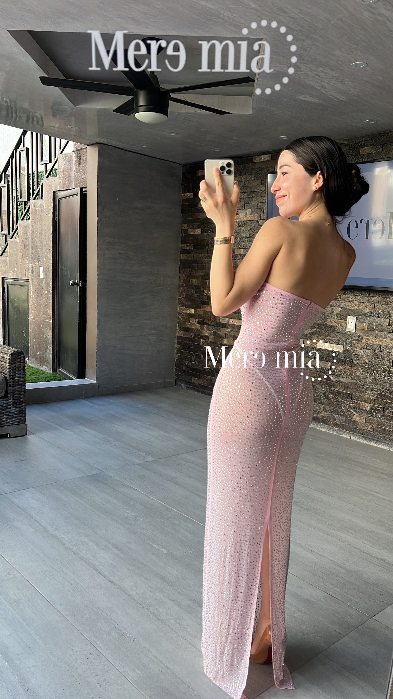 Vestido rosa puntos malla