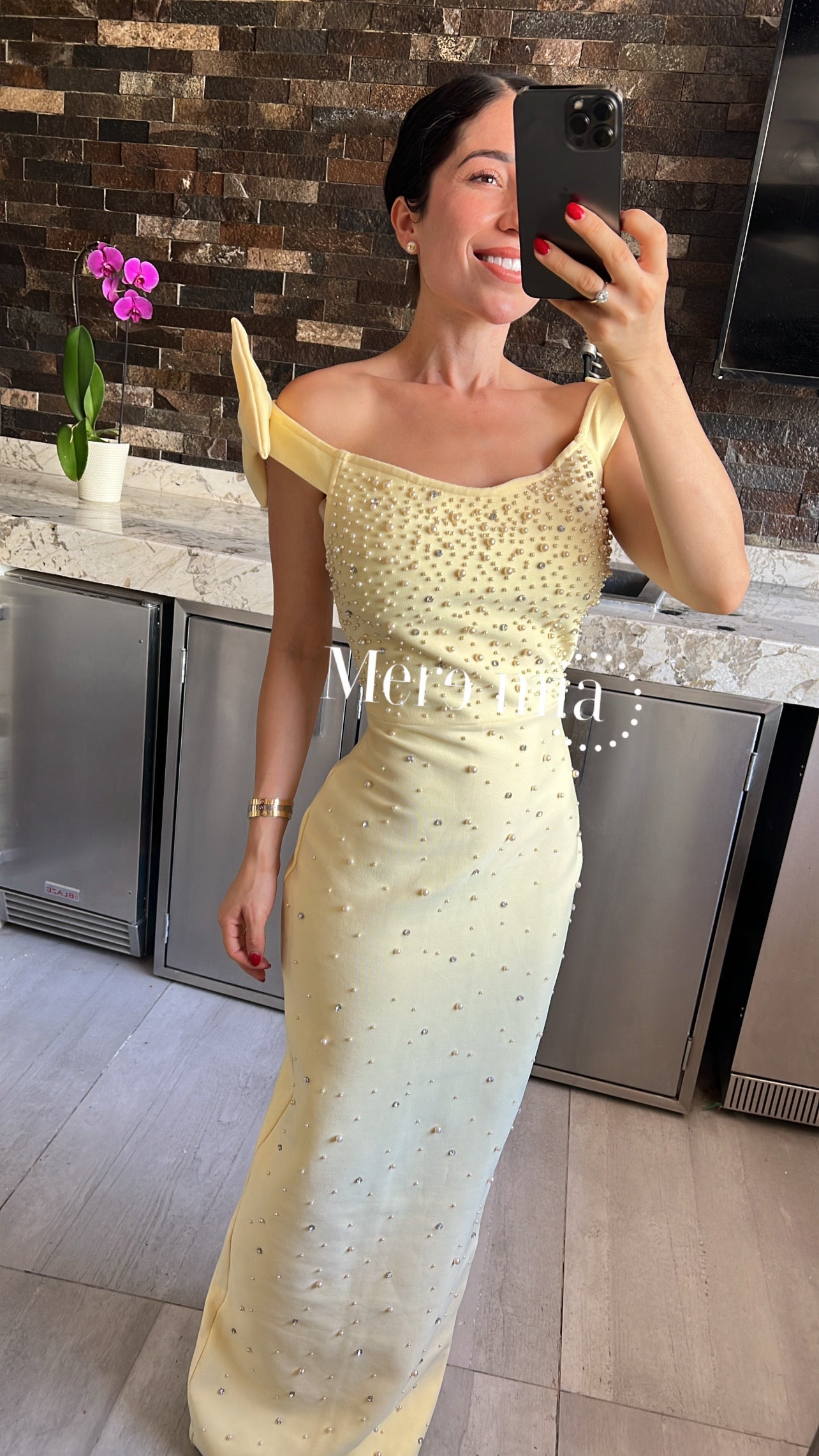 Vestido moños perlas