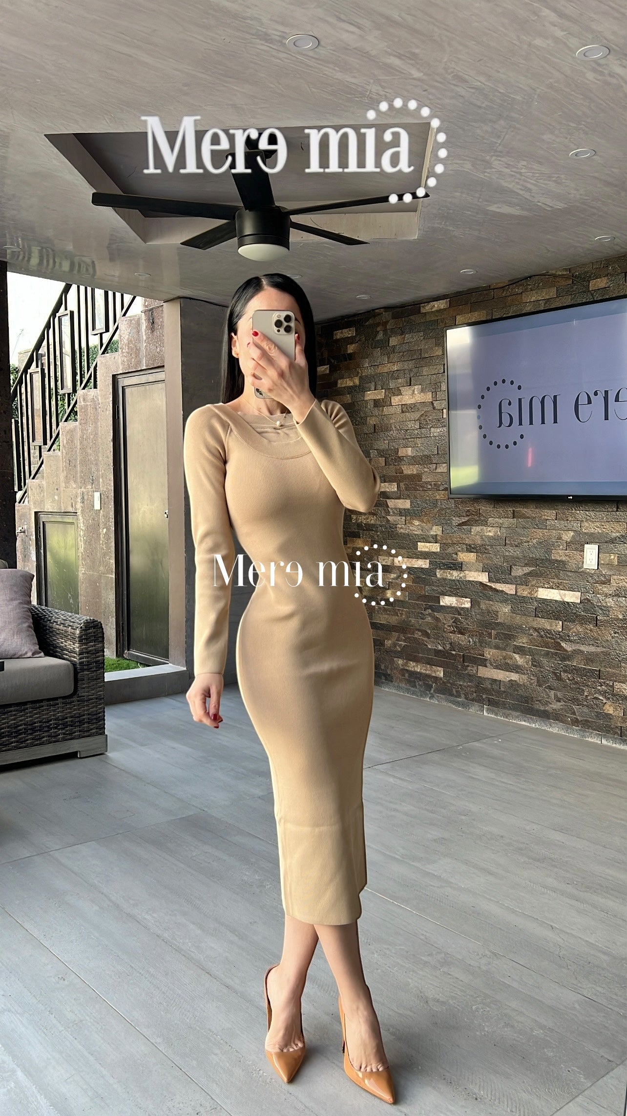 Vestido beige rayado ml