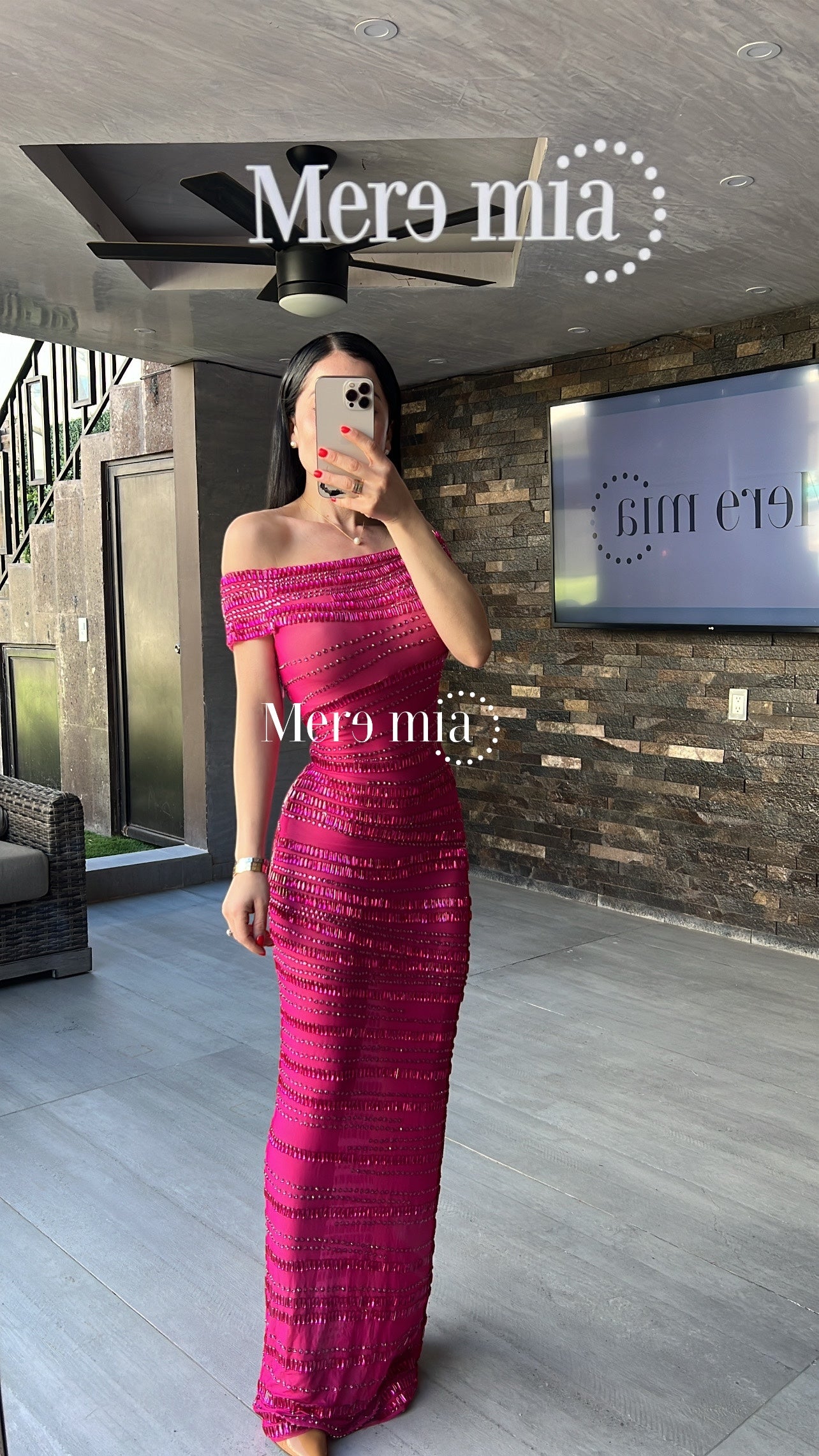 Vestido rosa apl hombros