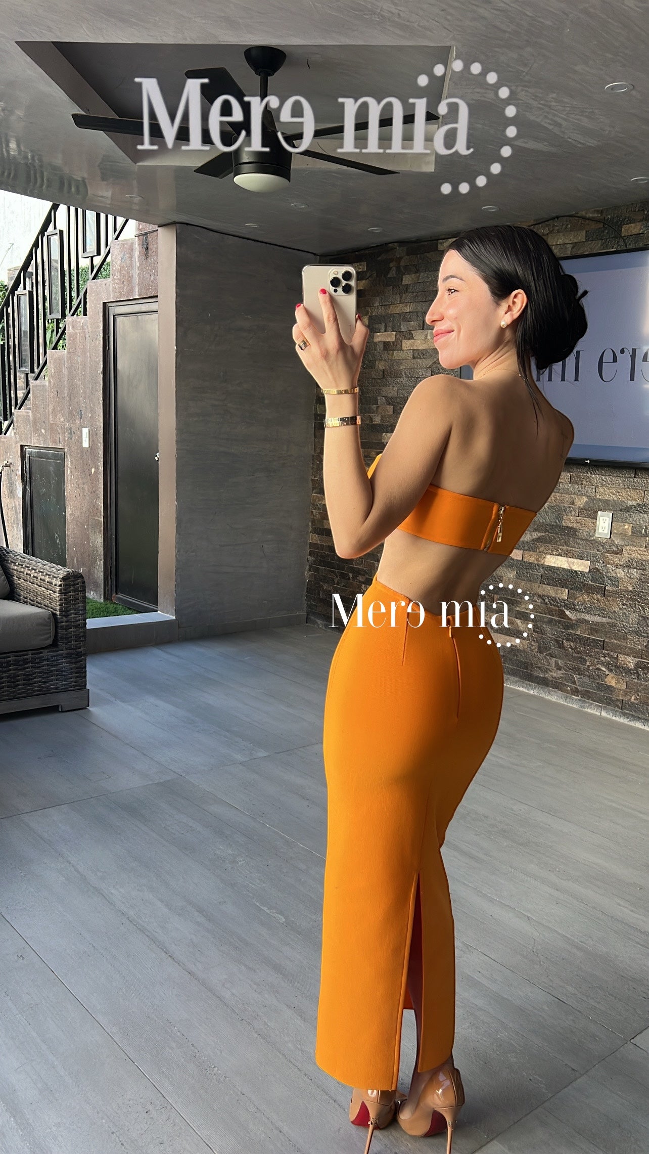 Vestido naranja strapples