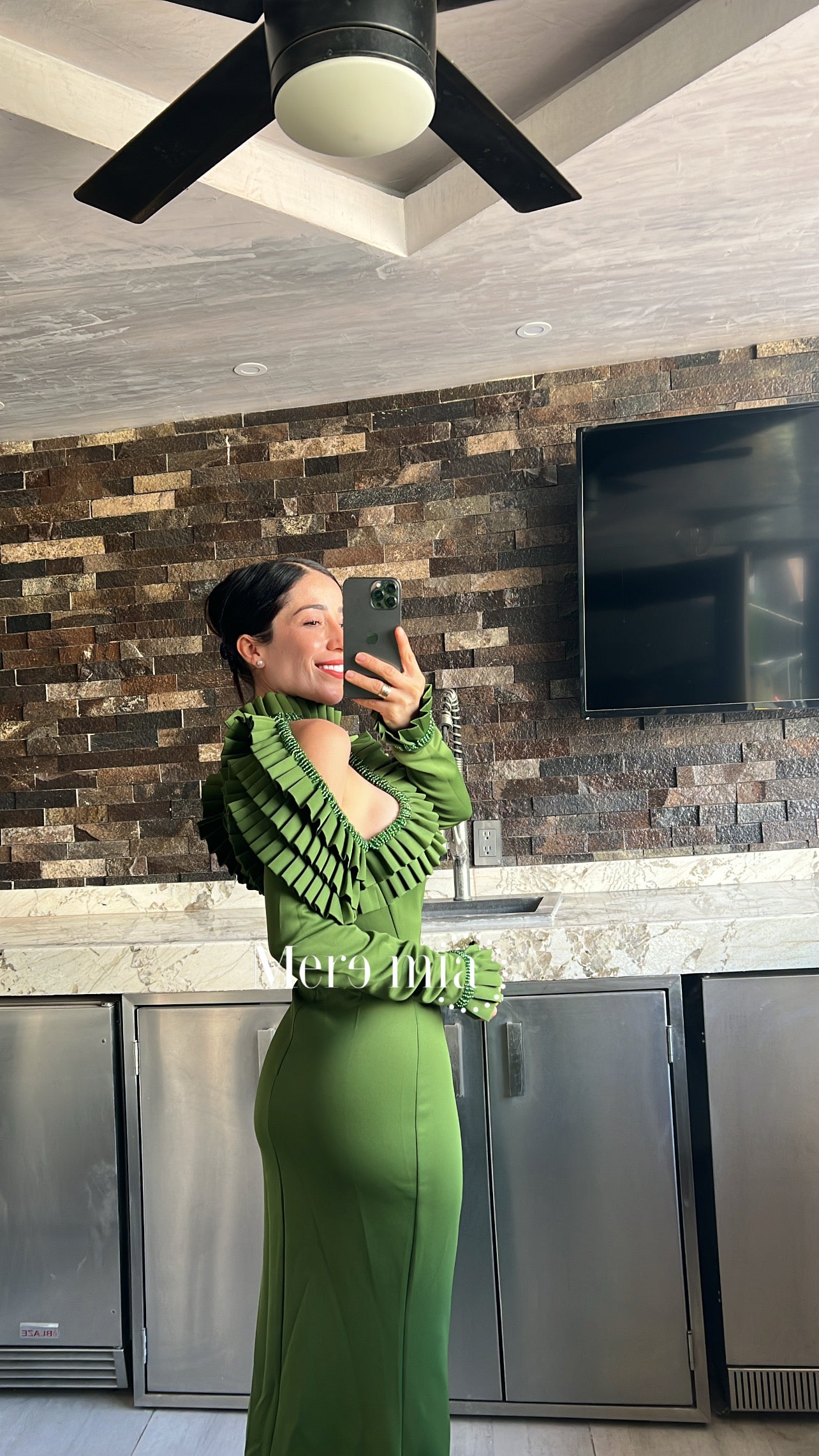 Vestido verde ml plis sha