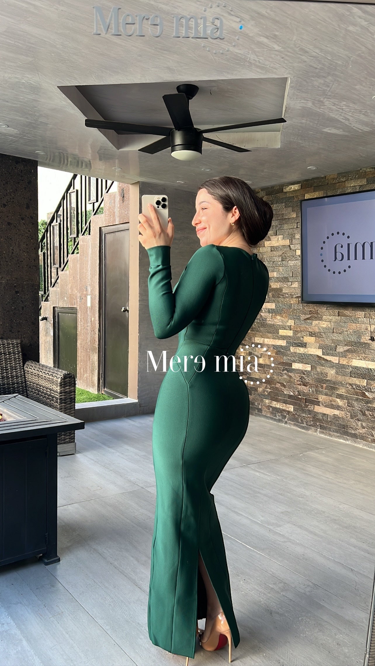 Vestido verde de manga larga