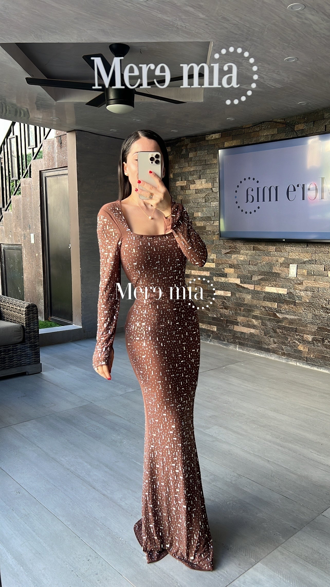 Vestido cafe plata ml