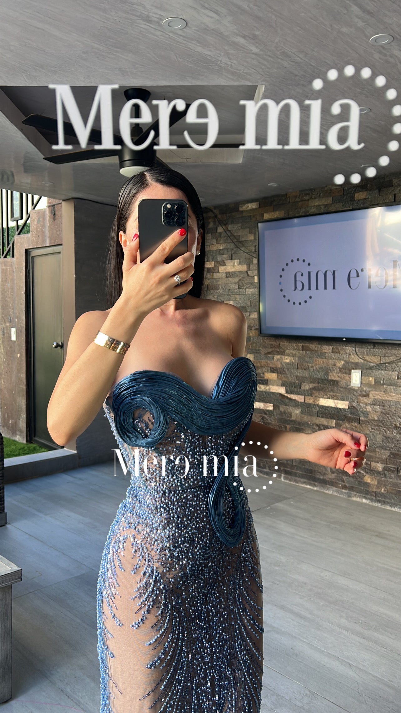 Vestido azul lentejuelas apl