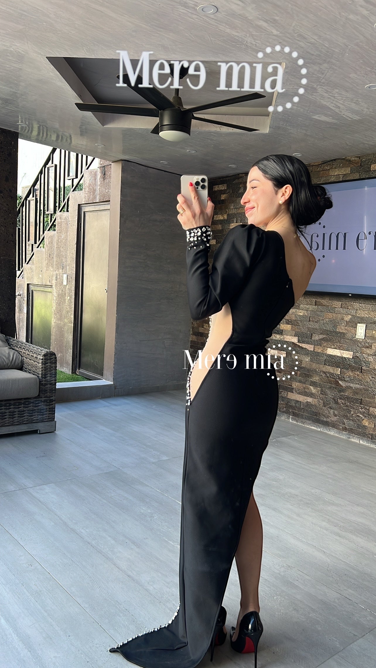 Vestido negro apl malla