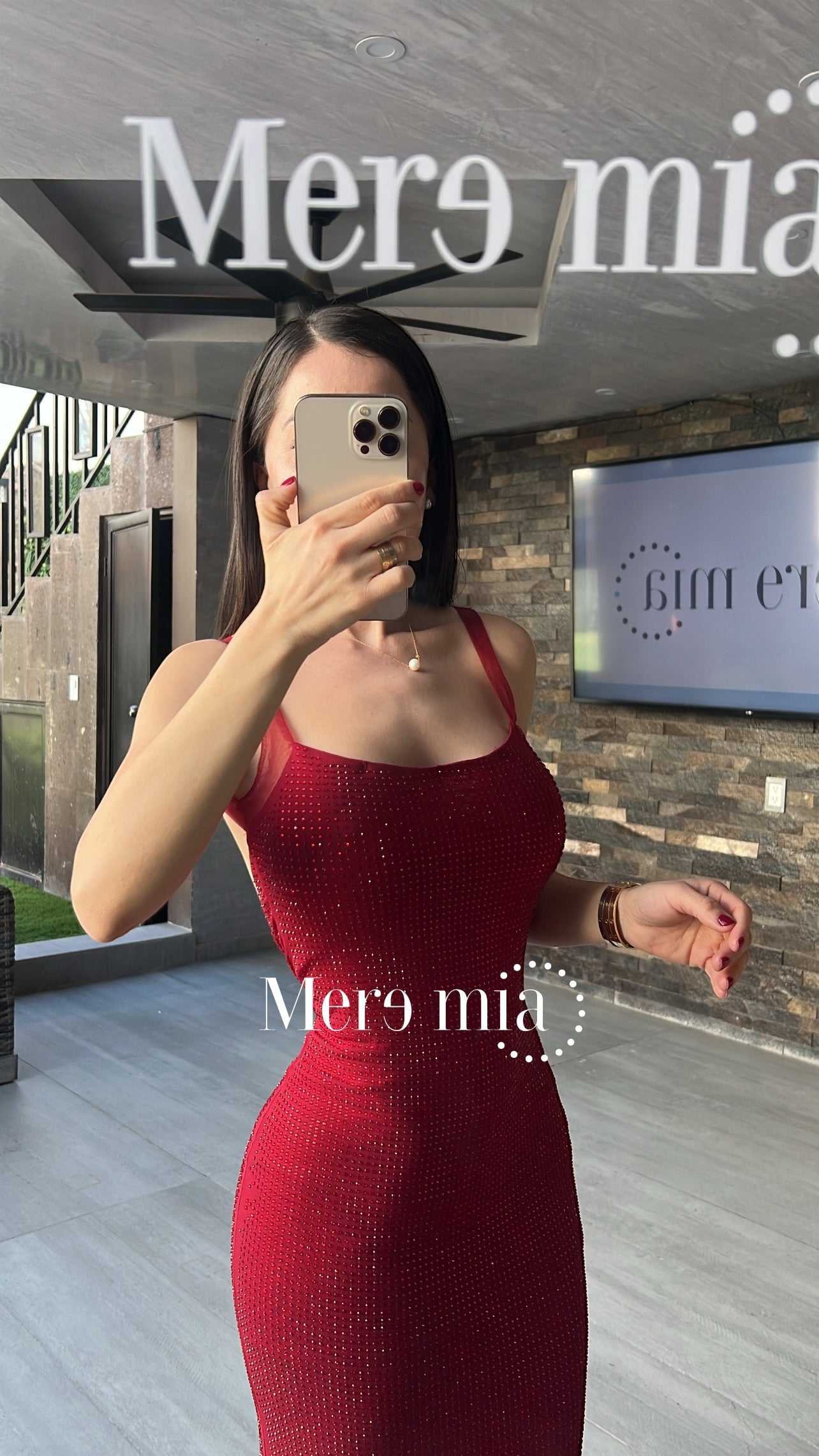 Vestido rojo puntos malla