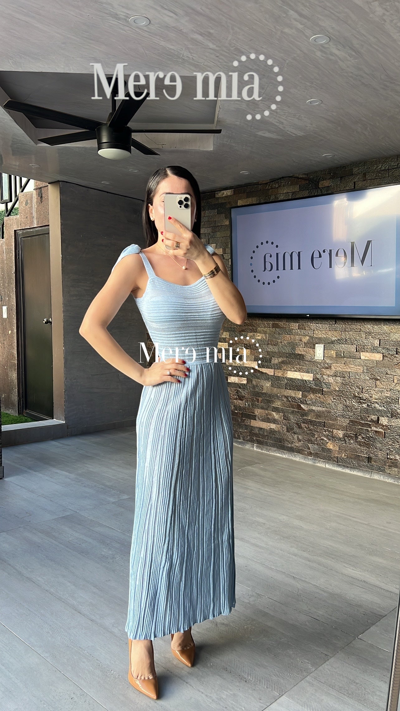 Vestido azul plisado