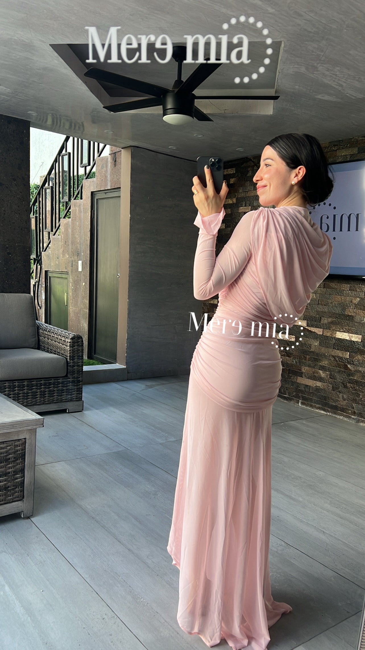 Vestido rosa plisado ml