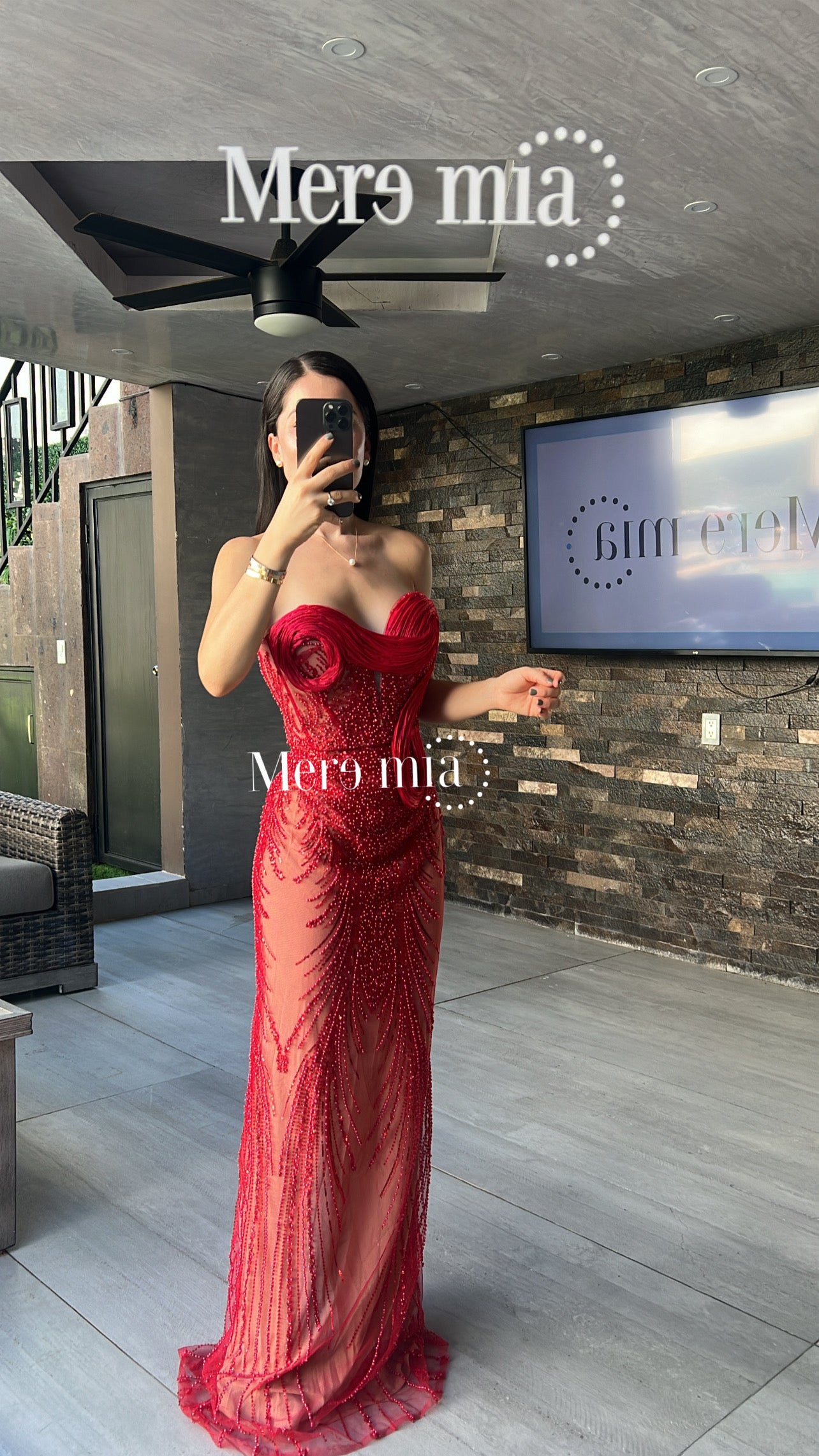 Vestido rojo lentejuelas apl