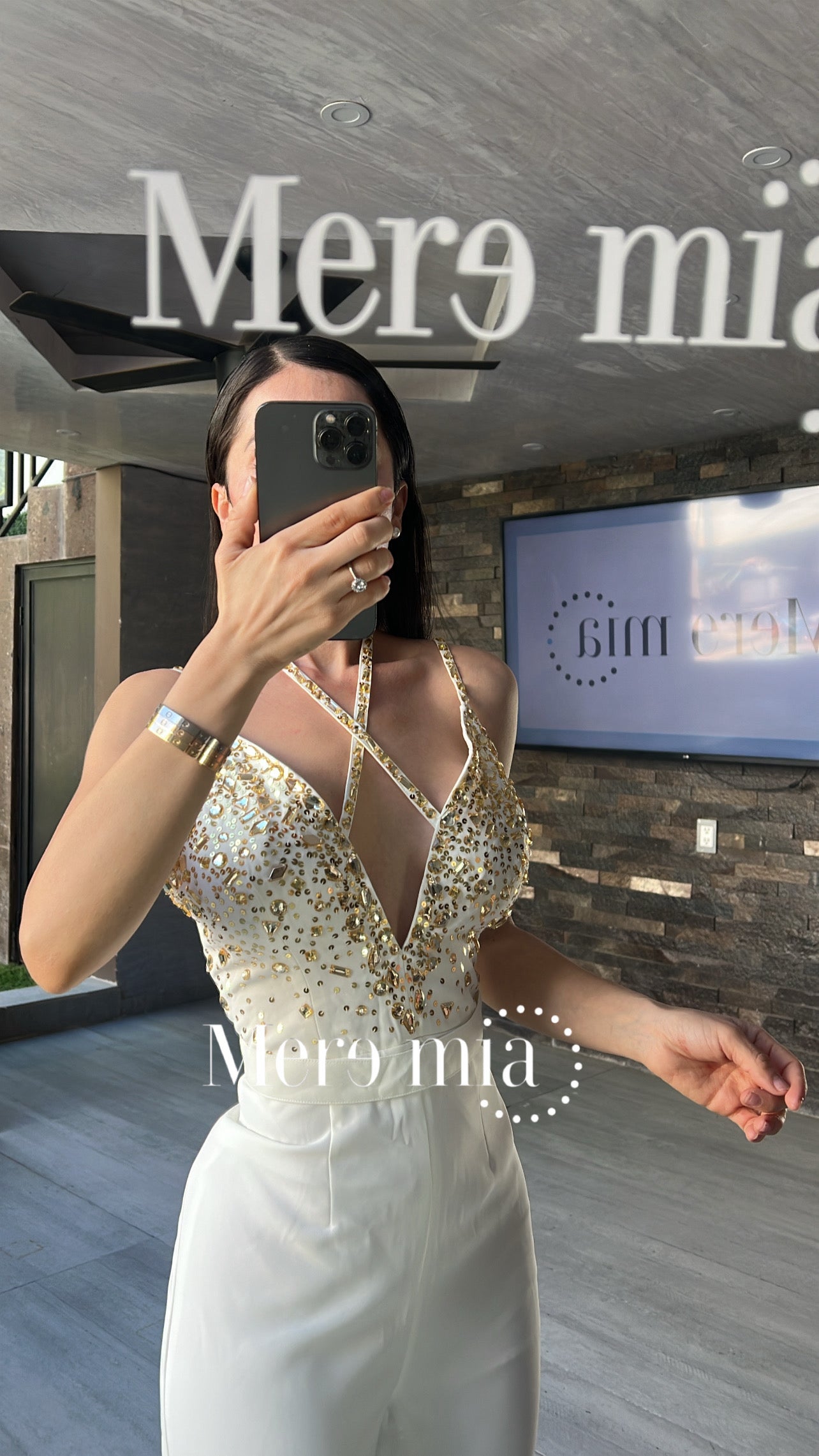 Jumpsuit blanco dorado