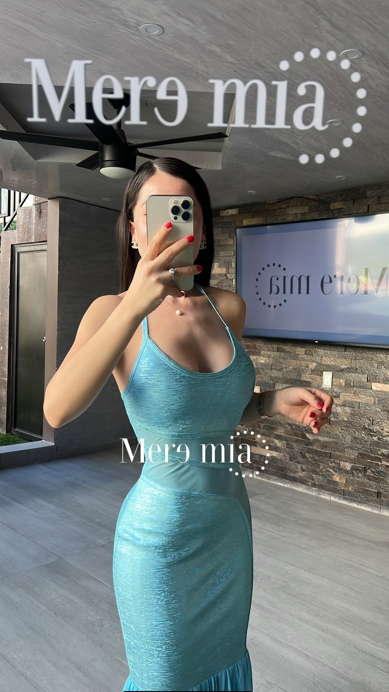 Vestido azul metalico