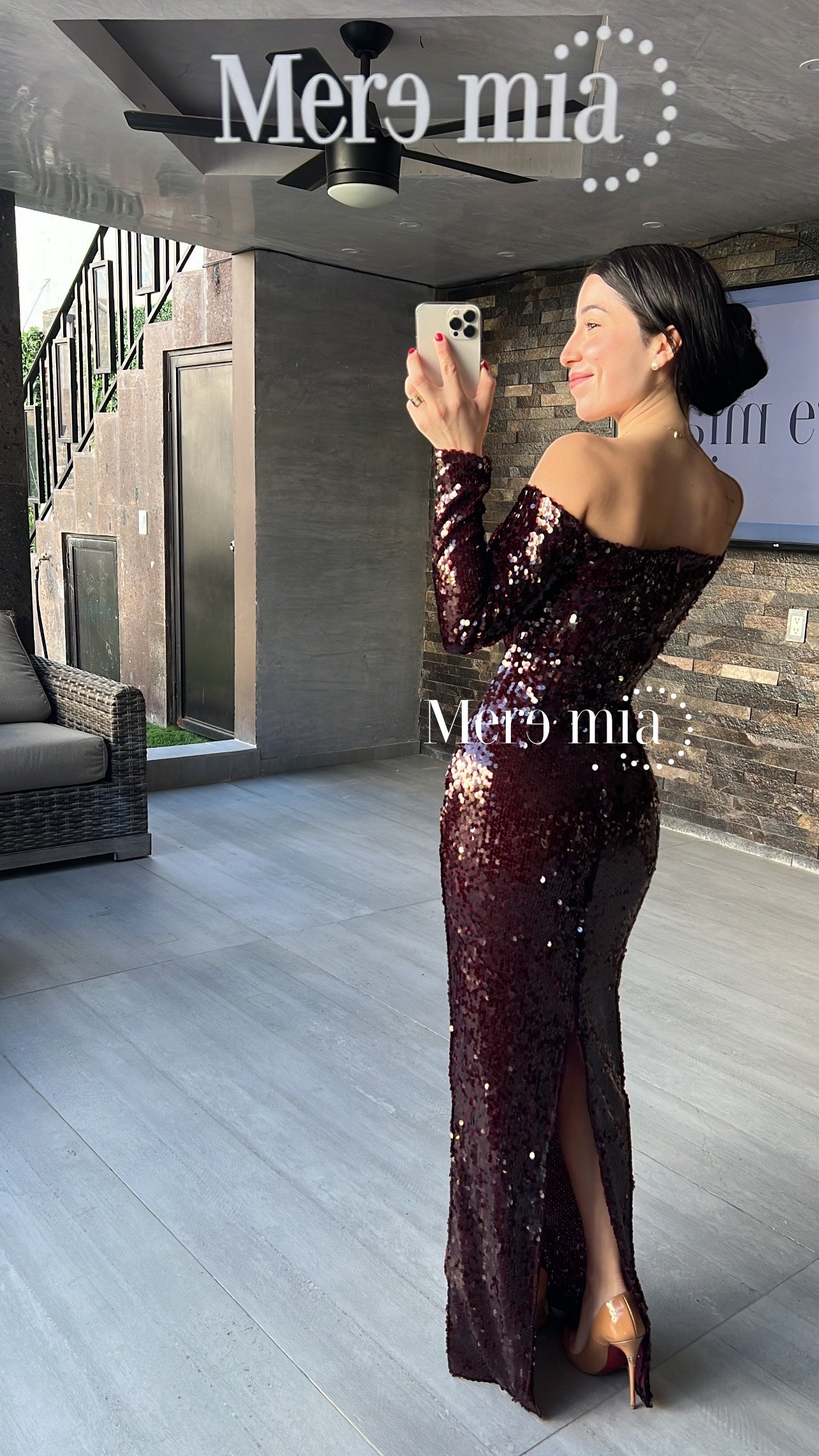 Vestido lentejuelas escote U