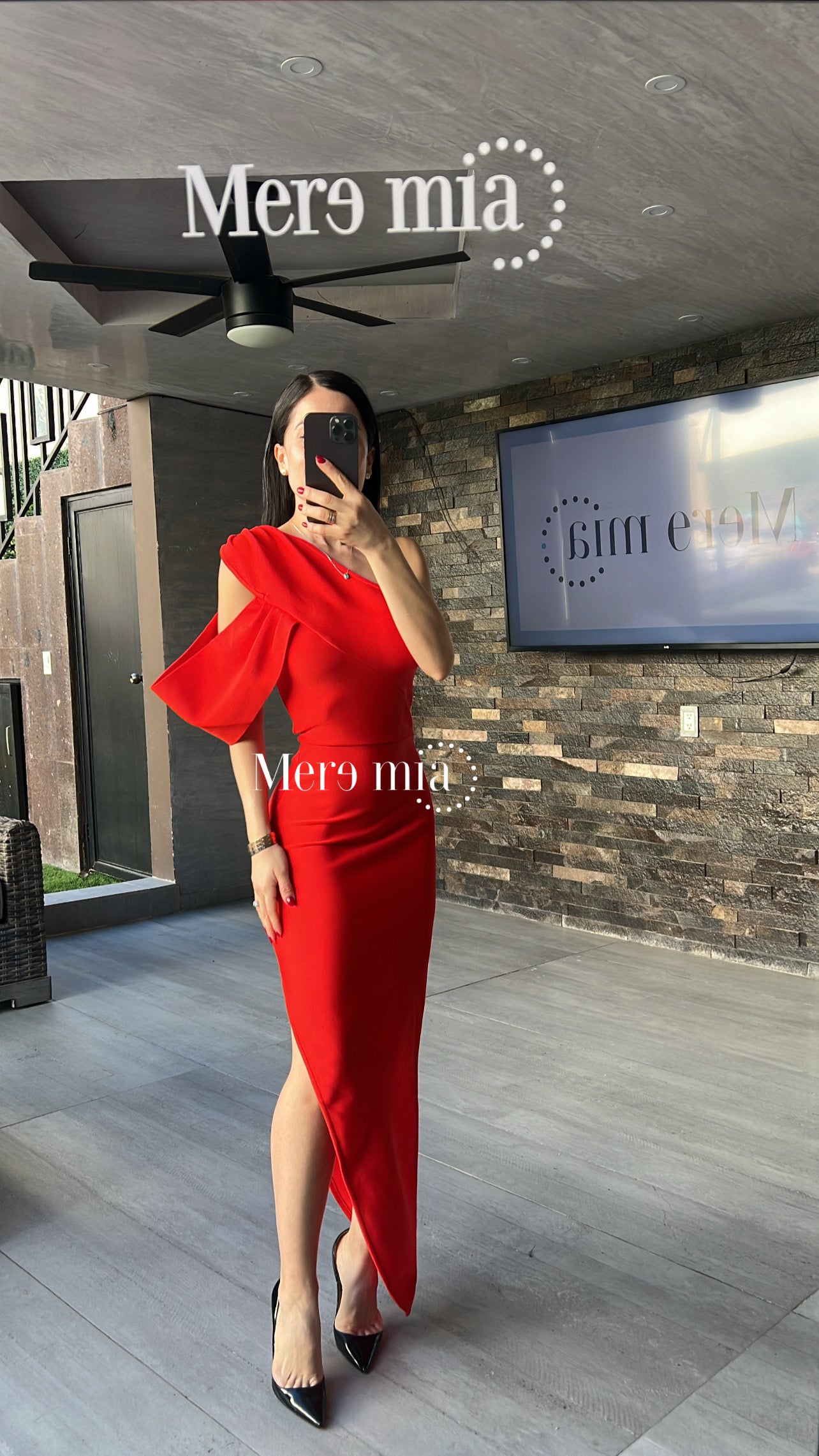 Vestido rojo hombro