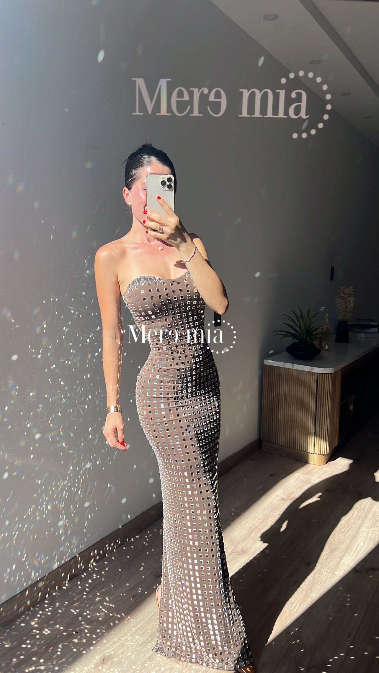 Vestido cuadros plata