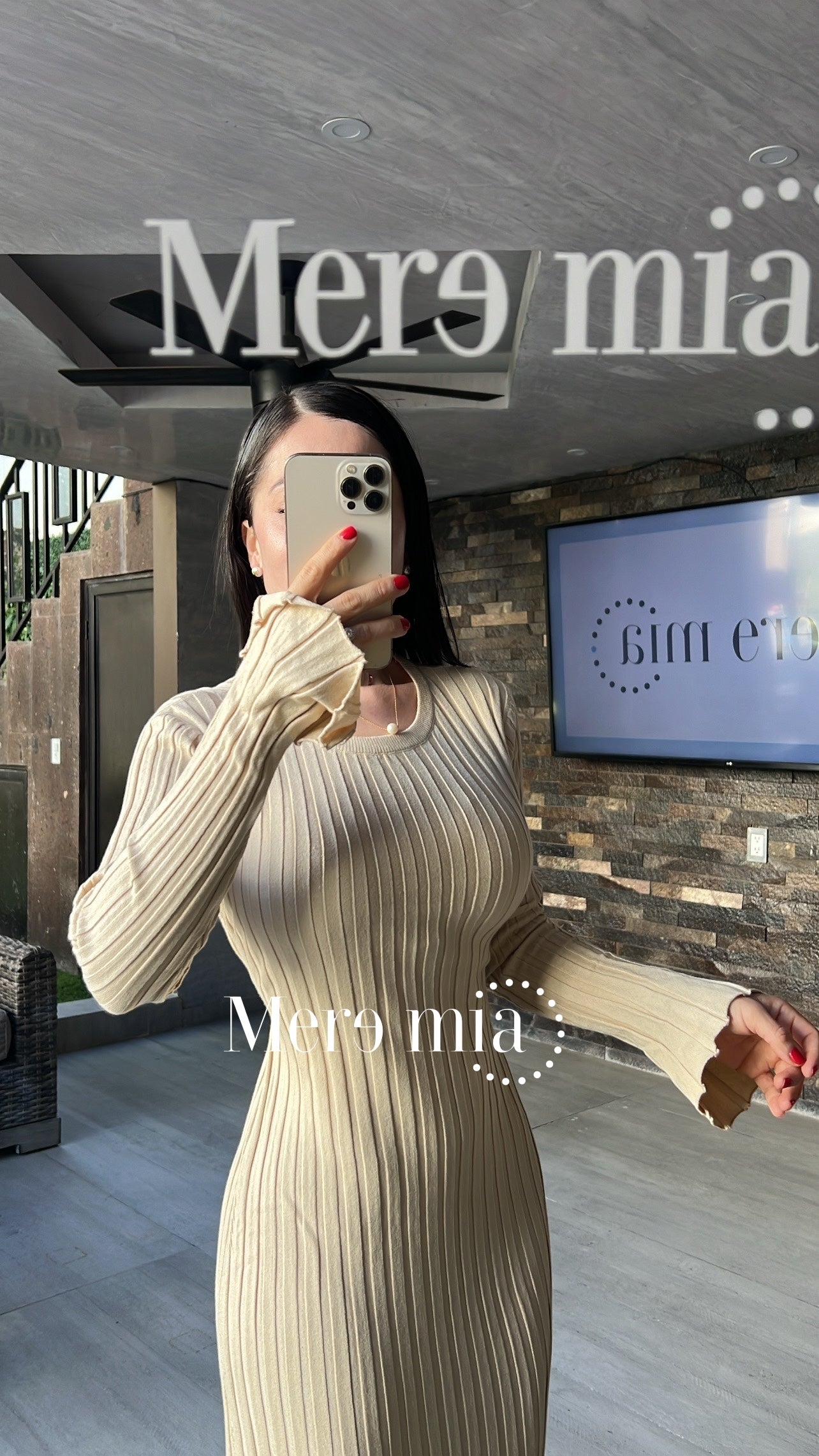 Vestido beige rayado