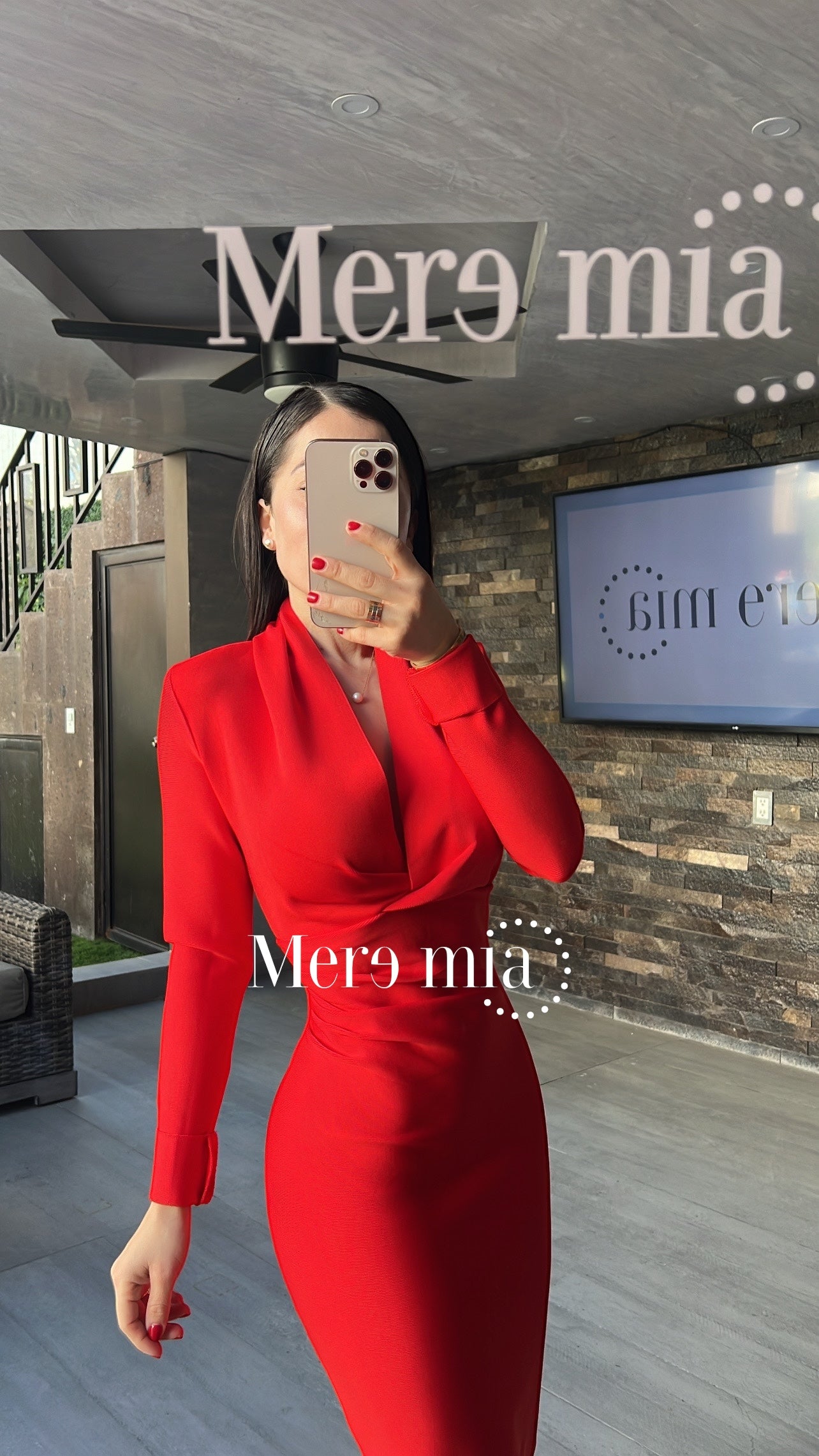 Vestido rojo manga larga