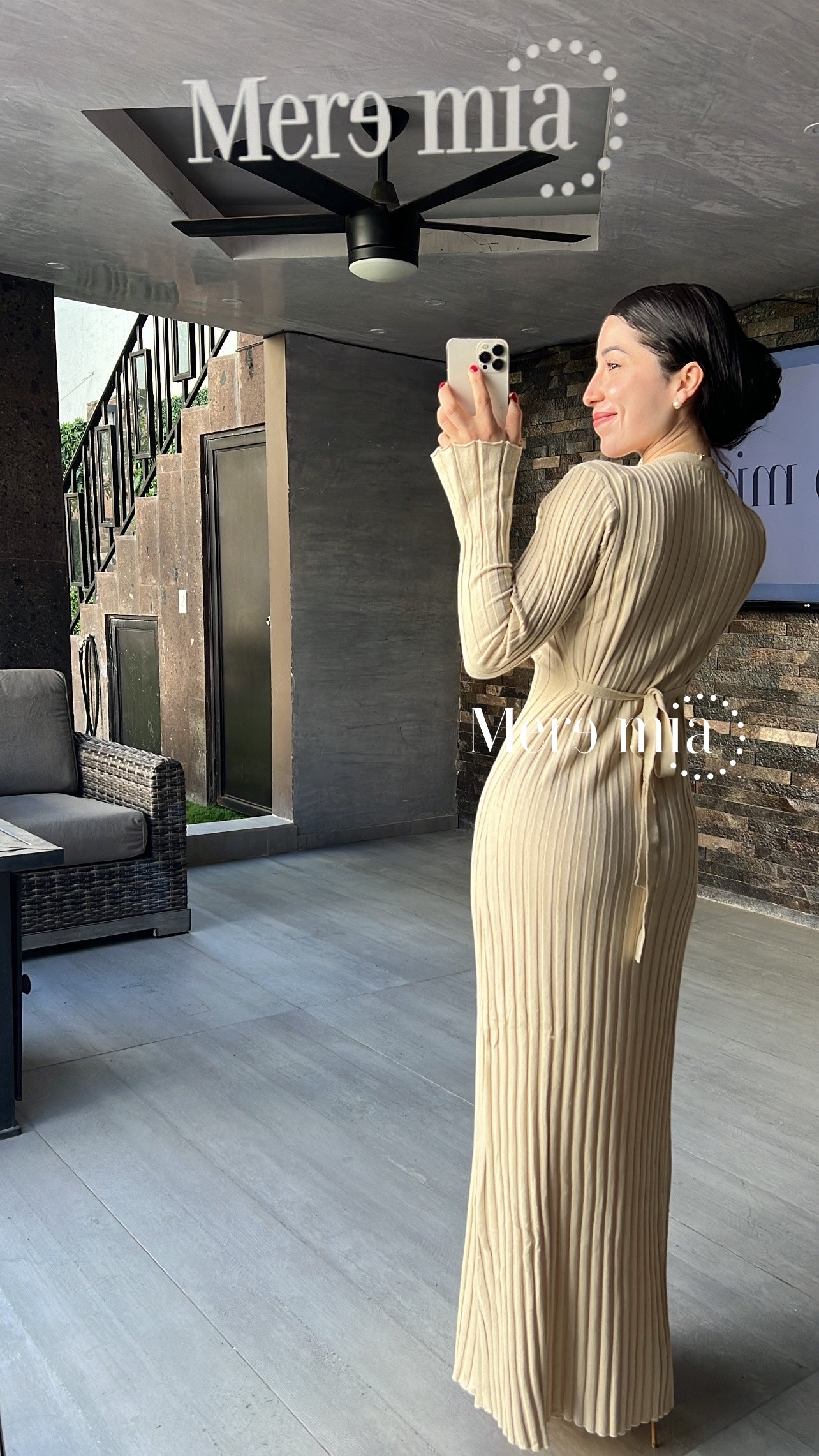 Vestido beige rayado