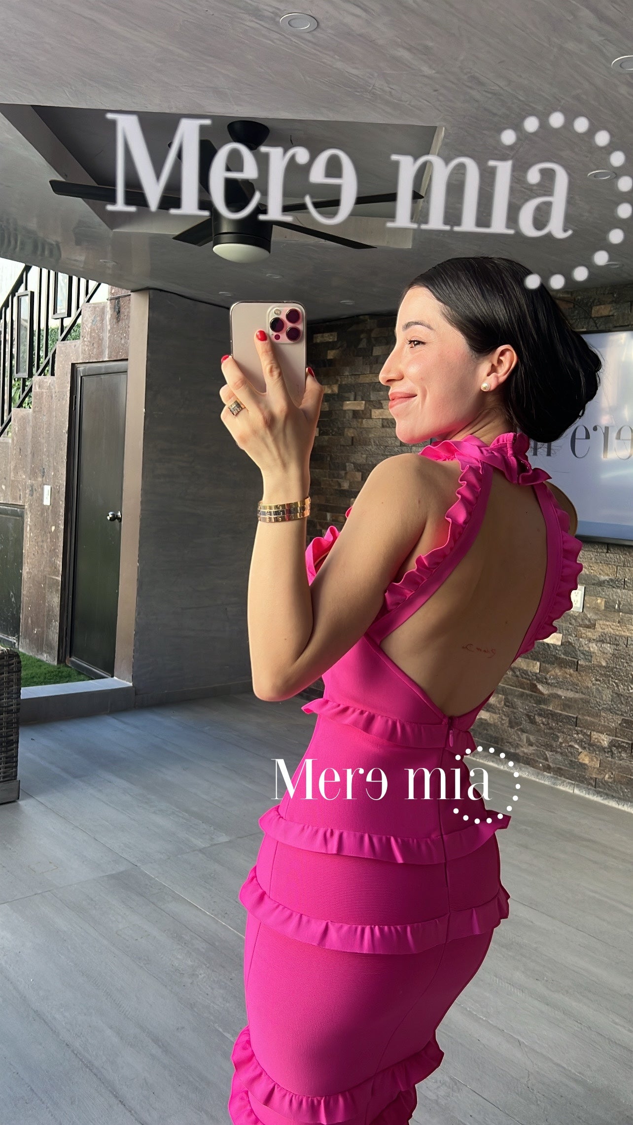 Vestido fucsia esc olanes