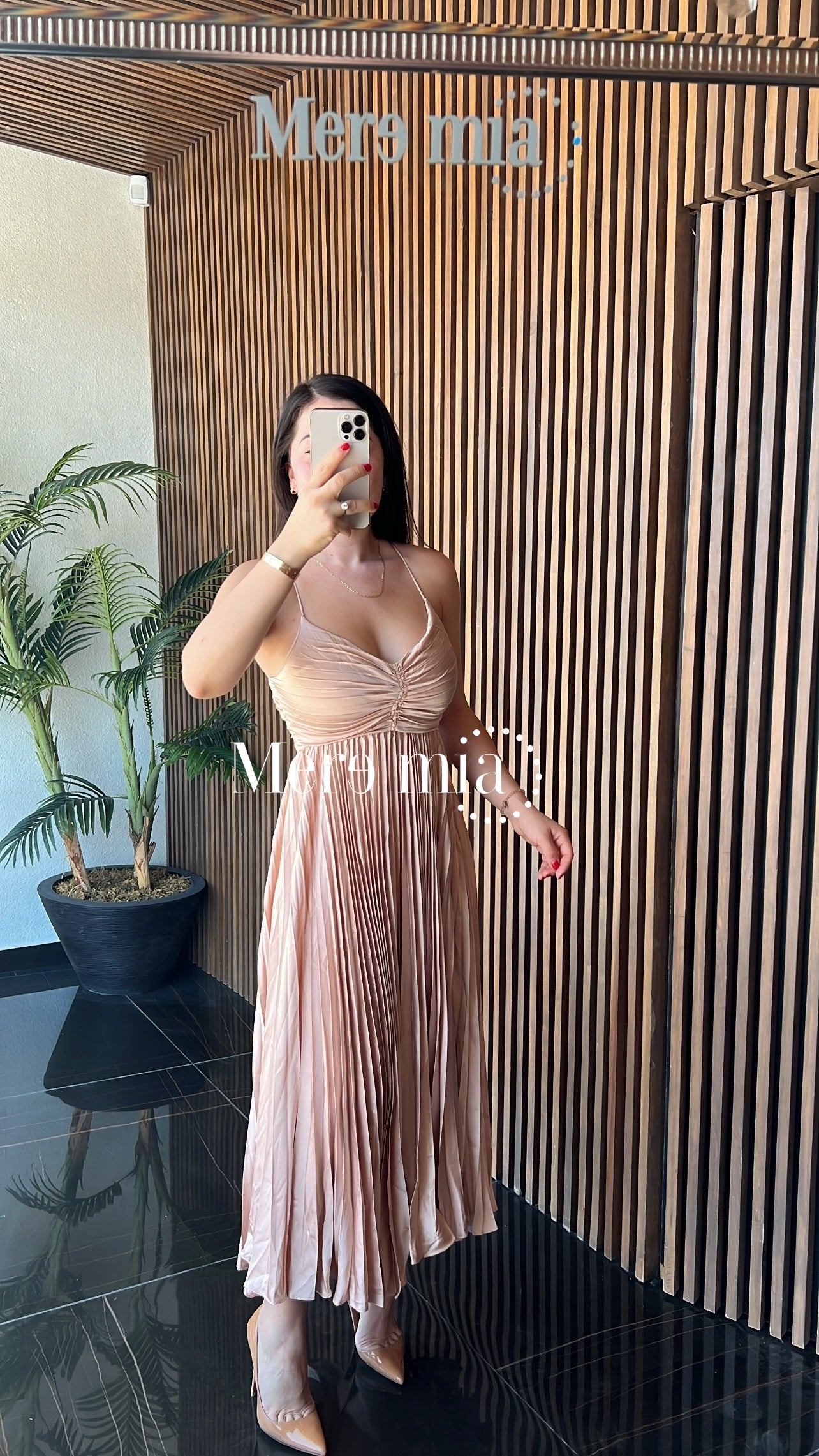 Vestido perla plisado