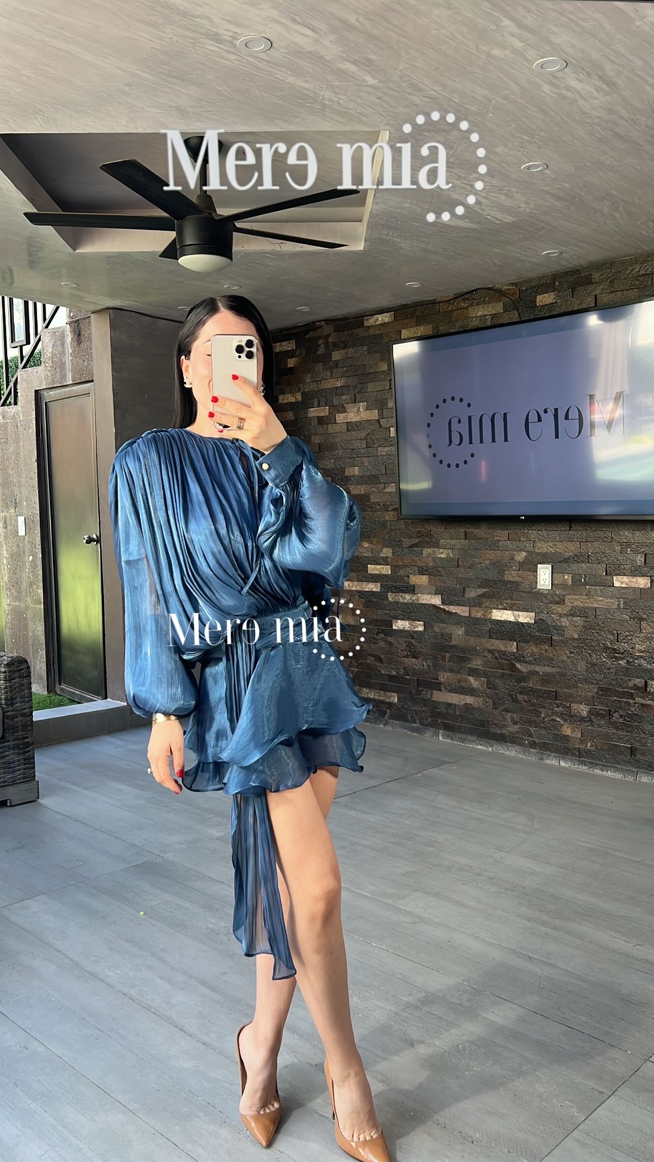 Vestido azul plisado